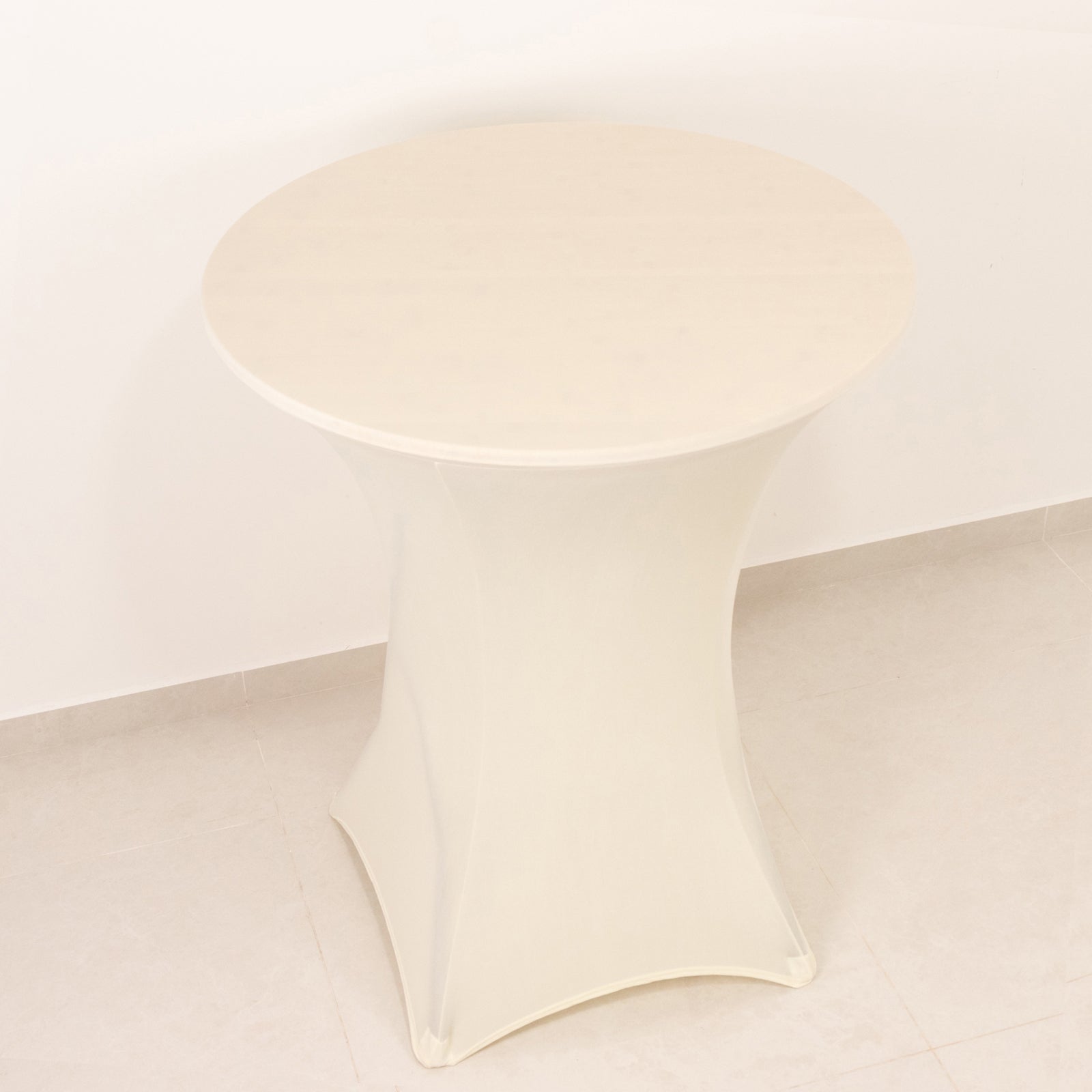 Spandex 33-36 Round Cocktail Table Cover Ivory - Easy to Maintain Stretch Fitted Highboy Tablecloth