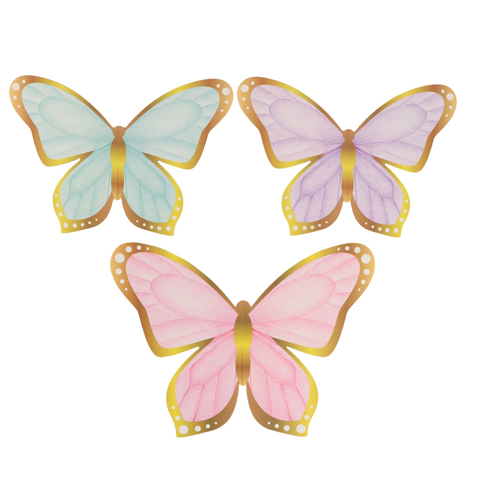 12 Pcs Cardstock Paper 3D Butterfly Table Centerpieces, Metallic Gold Foil Accents Pastel Color Party Decorations 10, 12