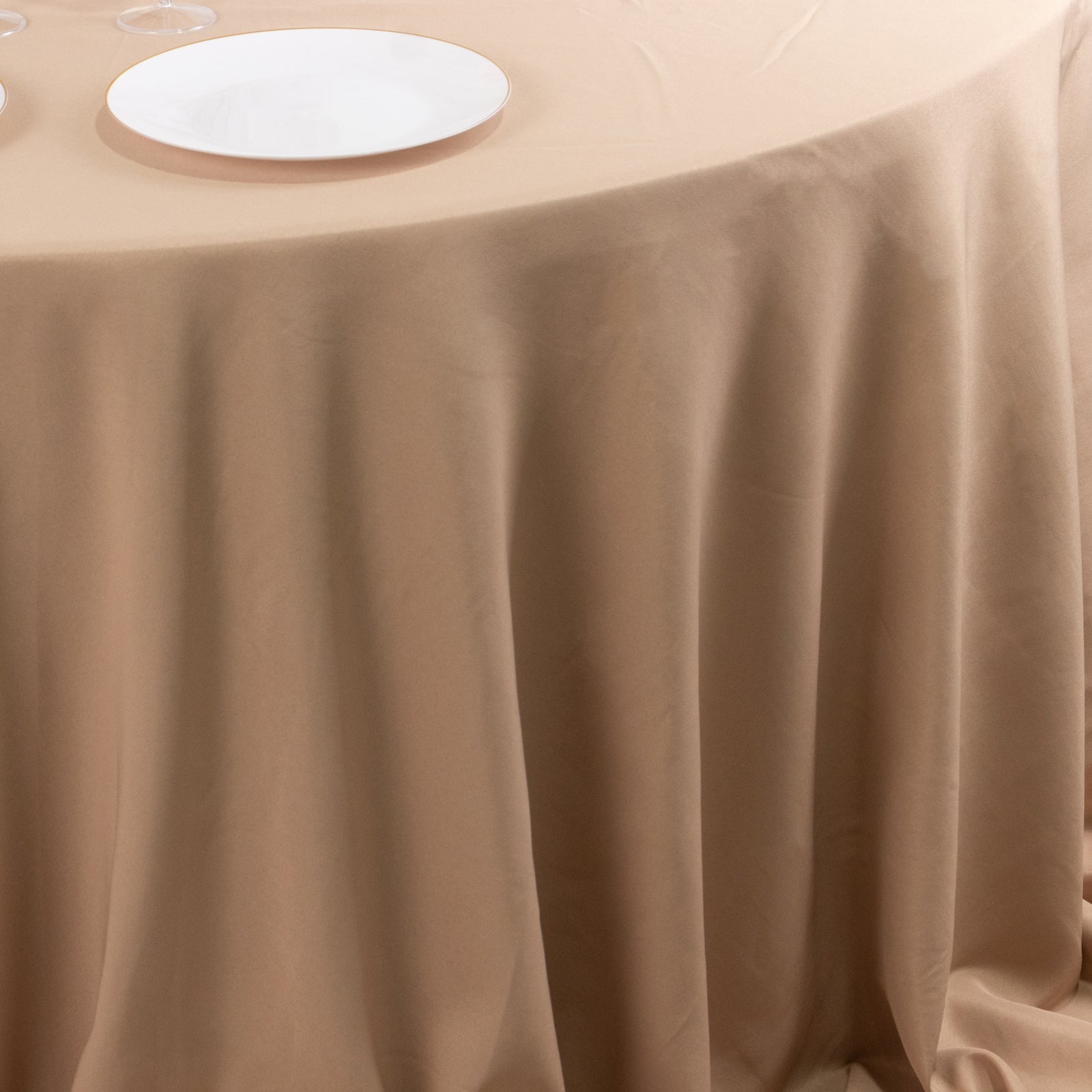 Premium Polyester 132 Round Tablecloth Nude - Seamless 220GSM Wrinkle-Resistant Table Cover