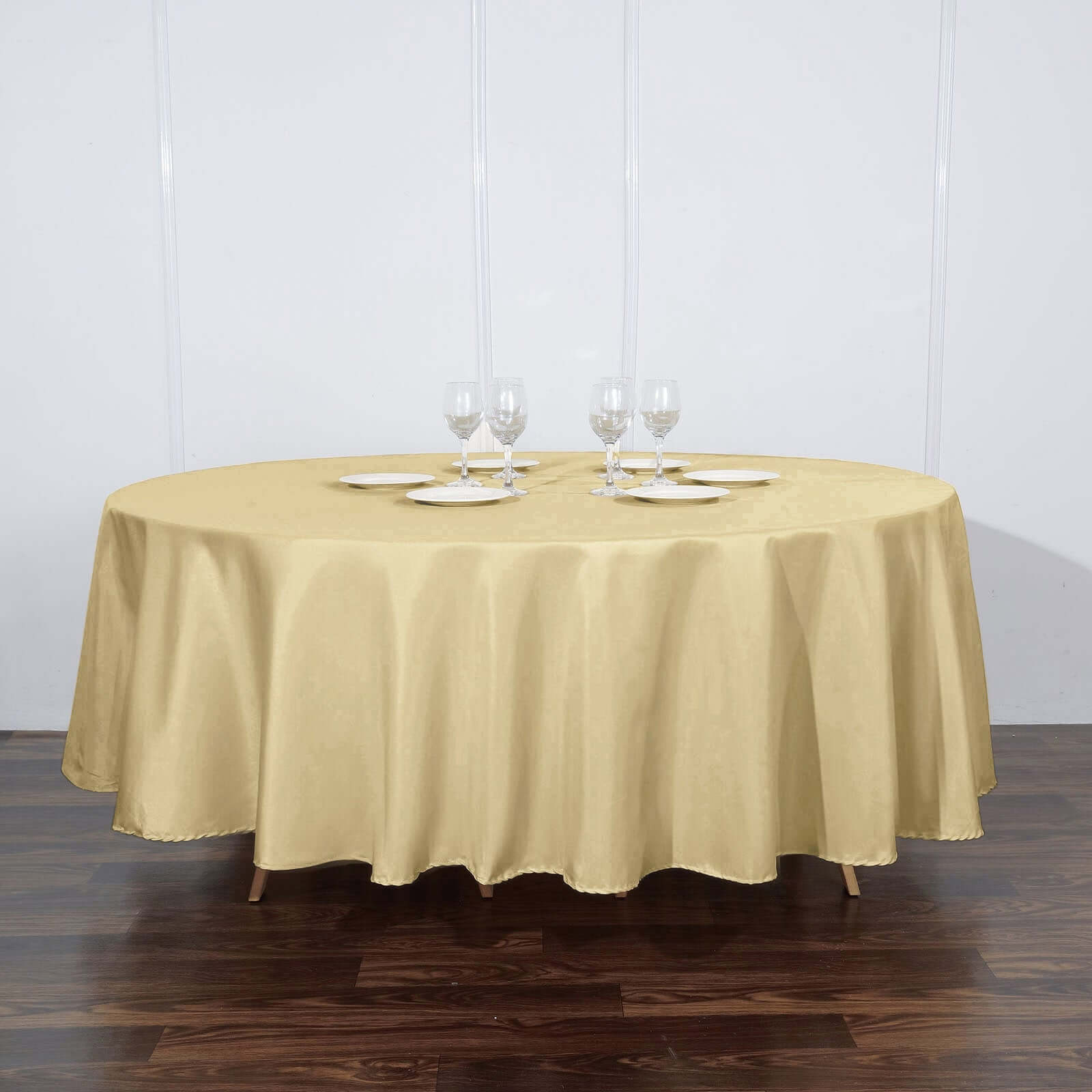 Polyester 108 Round Tablecloth Champagne - Wrinkle-Resistant Table Cover