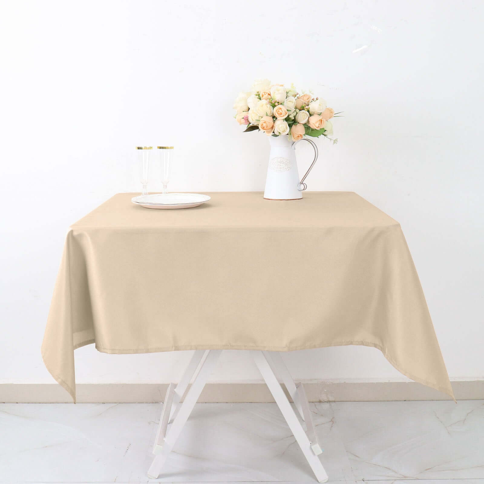 Polyester Square 54x54 Tablecloth Nude - Wrinkle-Resistant & Durable Table Cover