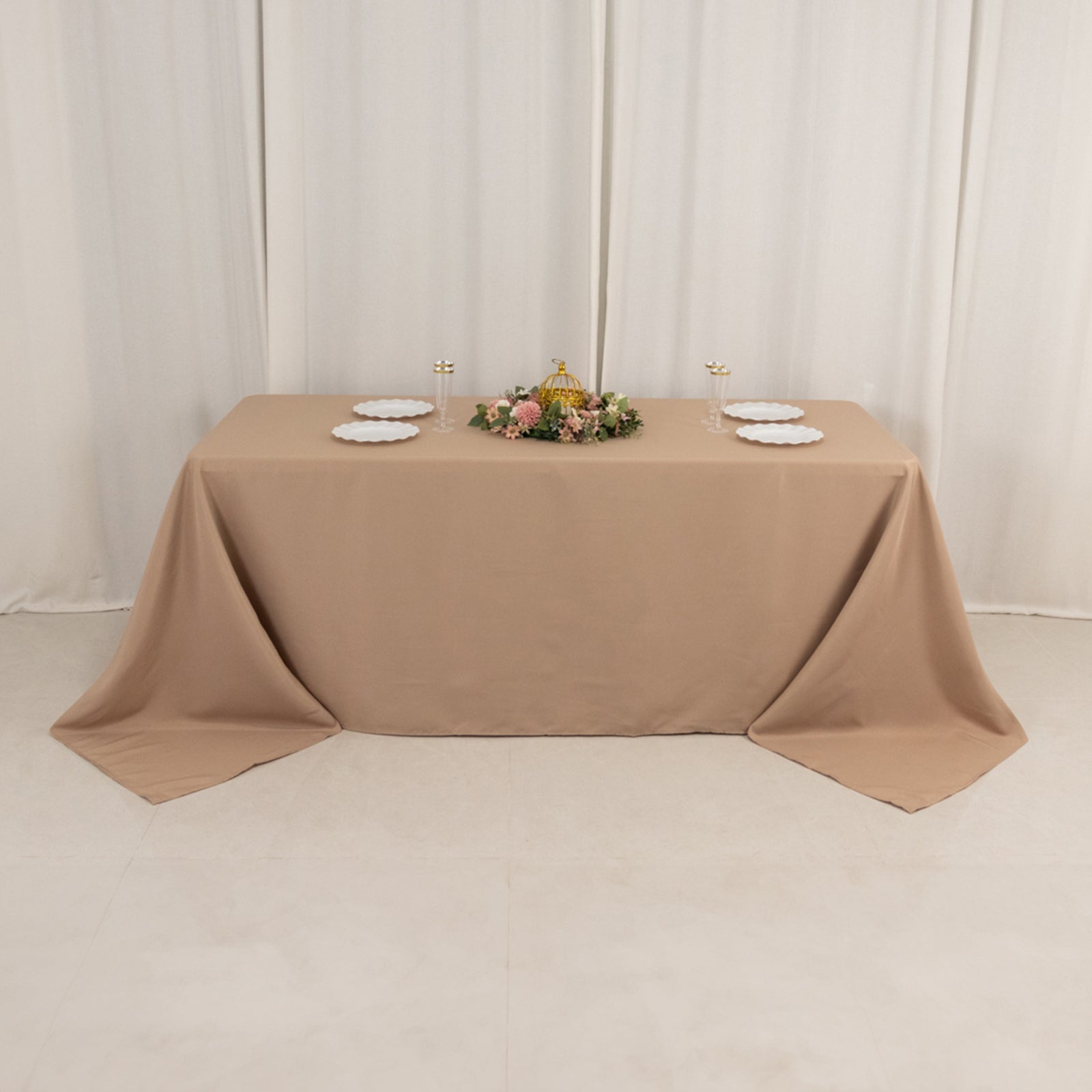 Premium Polyester 90x132 Rectangle Tablecloth Nude - Seamless 220GSM Stain-Resistant Table Cover