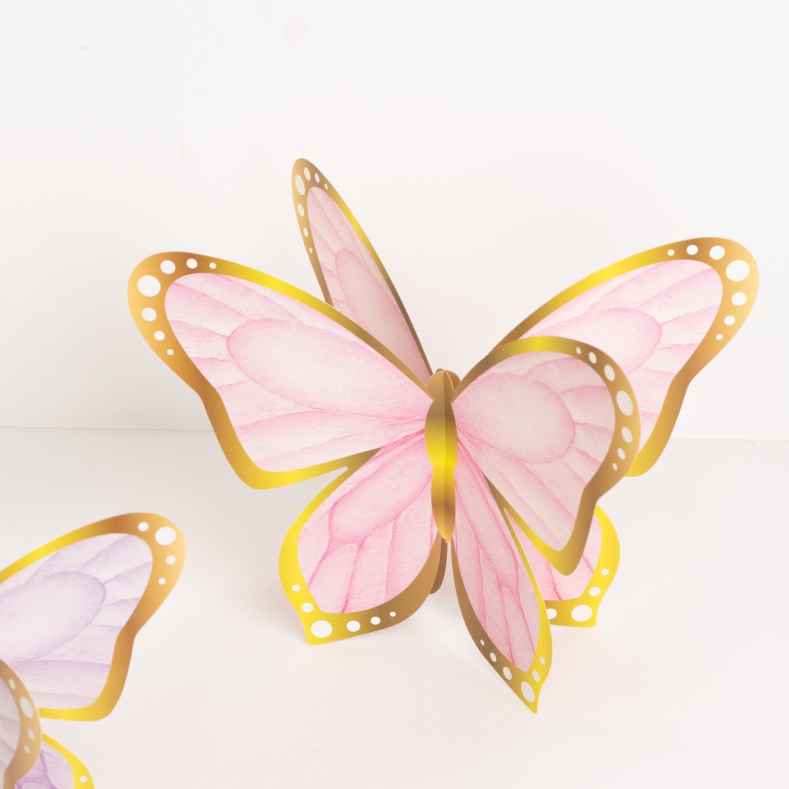 12 Pcs Cardstock Paper 3D Butterfly Table Centerpieces, Metallic Gold Foil Accents Pastel Color Party Decorations 10, 12