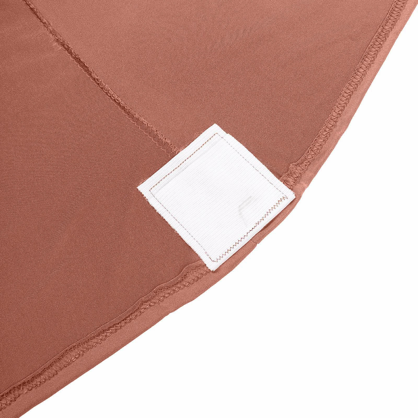 Spandex 24-32 Round Cocktail Table Cover Terracotta (Rust) - Easy to Maintain Stretch Fitted Highboy Tablecloth