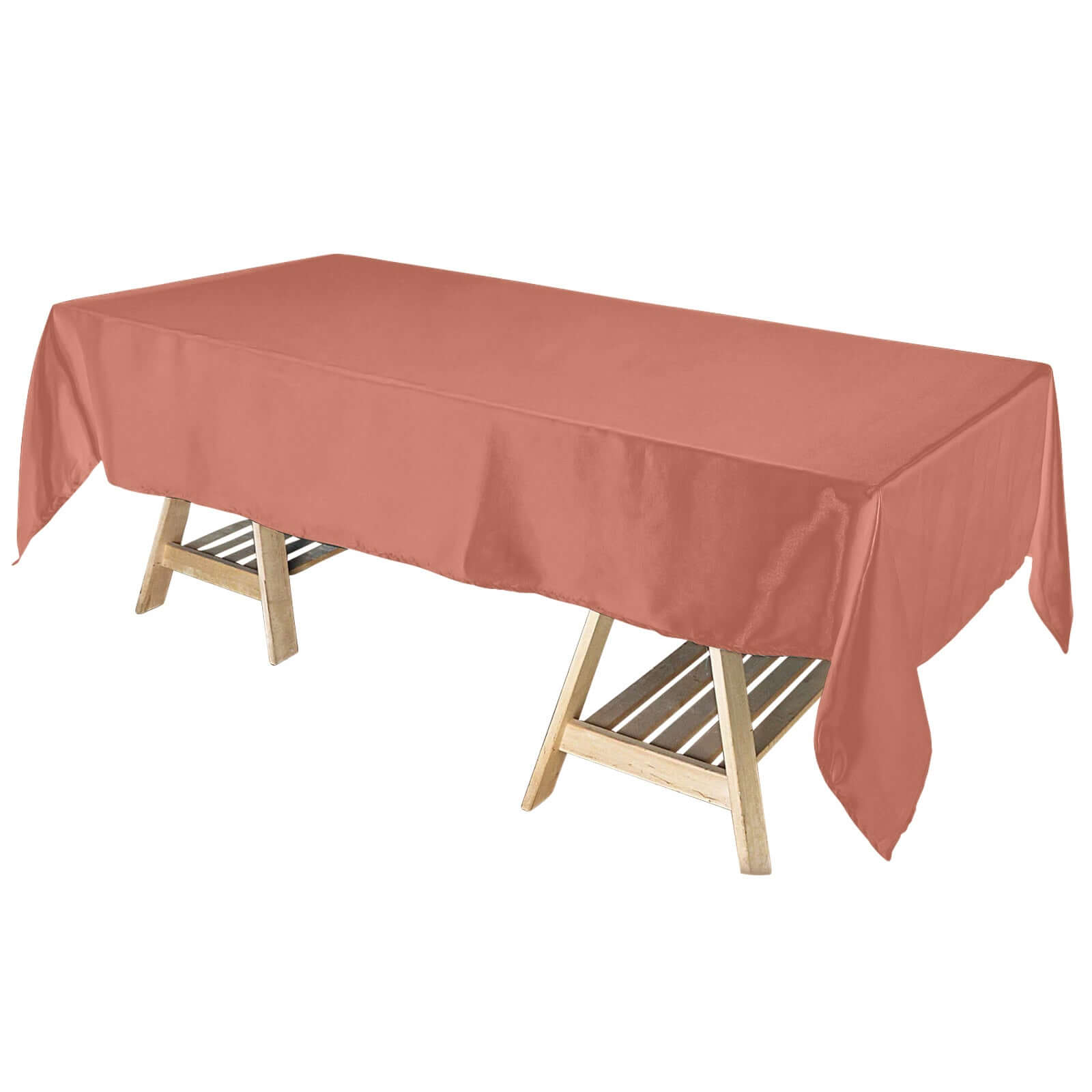 Satin Rectangular 60x102 Tablecloth Terracotta (Rust) - Smooth and Lustrous Table Cover