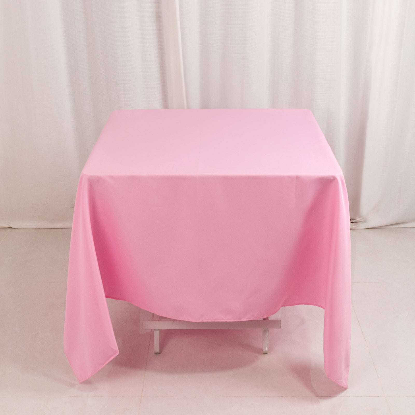 Premium Polyester Square Tablecloth 70x70 Pink 220GSM Wrinkle-Resistant Table Cover