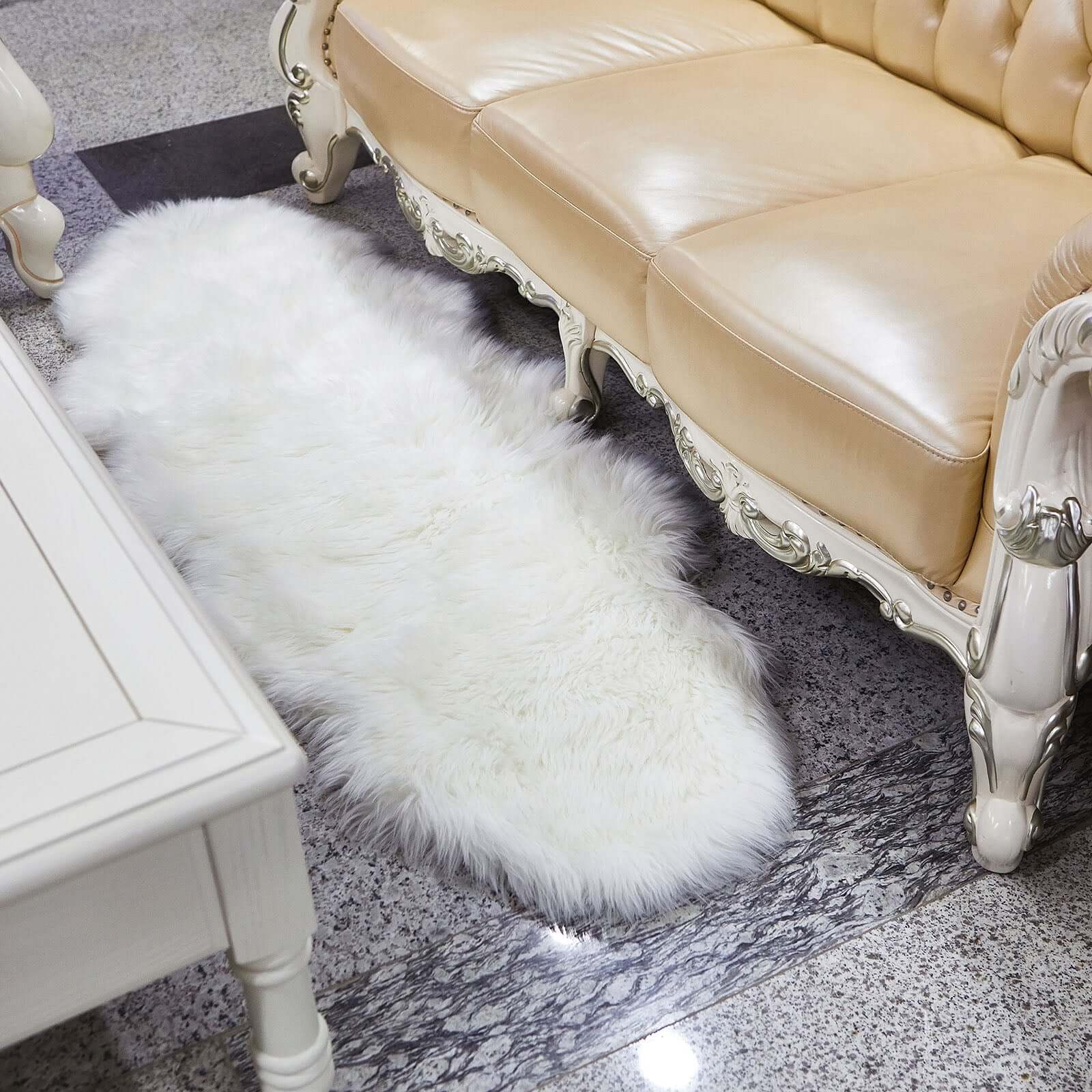 6ftx2ft White Fluffy Area Rug Shag Carpet, Ultra Soft Faux Sheepskin Rug Runner