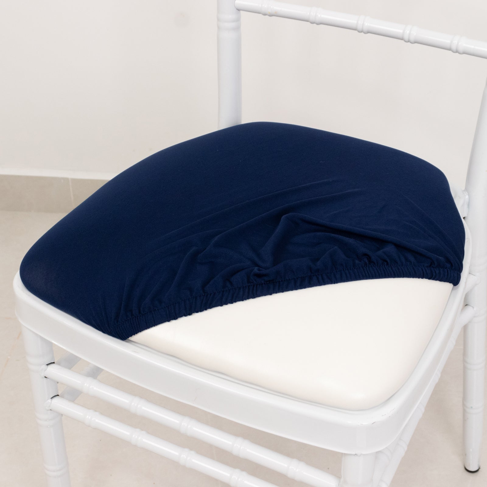 5 Pack Spandex Seat Pad Slipcovers for Chiavari Chairs Navy Blue - Washable Stretch Fitted Design for Dining Chairs