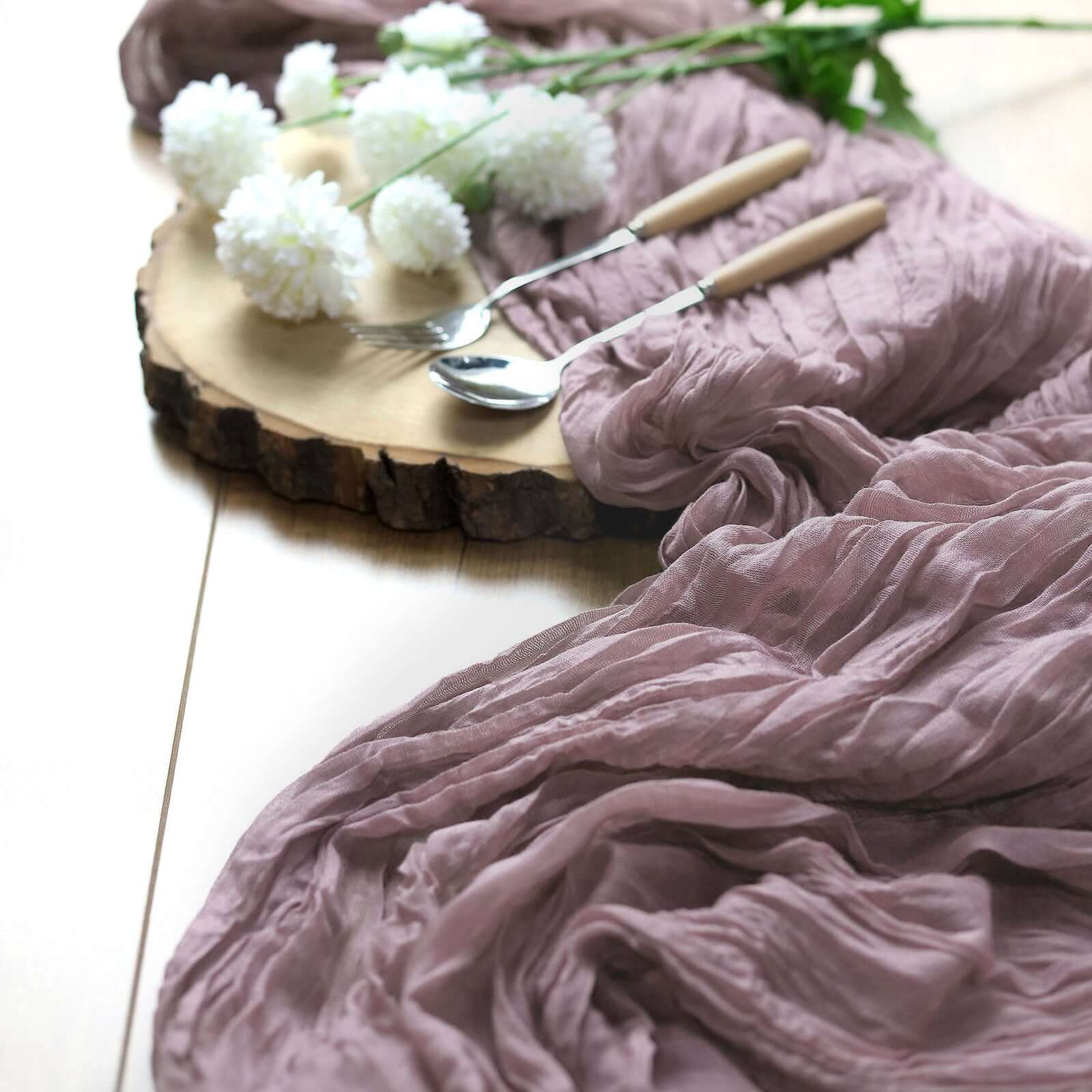 Gauze Cheesecloth 10ft Table Runner Violet Amethyst - Rustic Boho Style