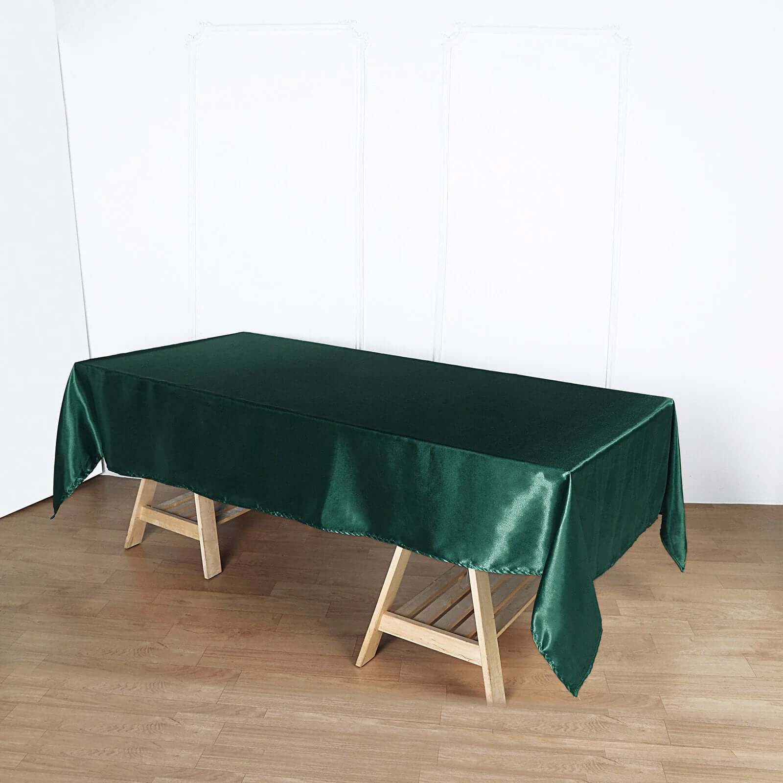 Satin Rectangular 60x102 Tablecloth Hunter Emerald Green - Smooth and Lustrous Table Cover