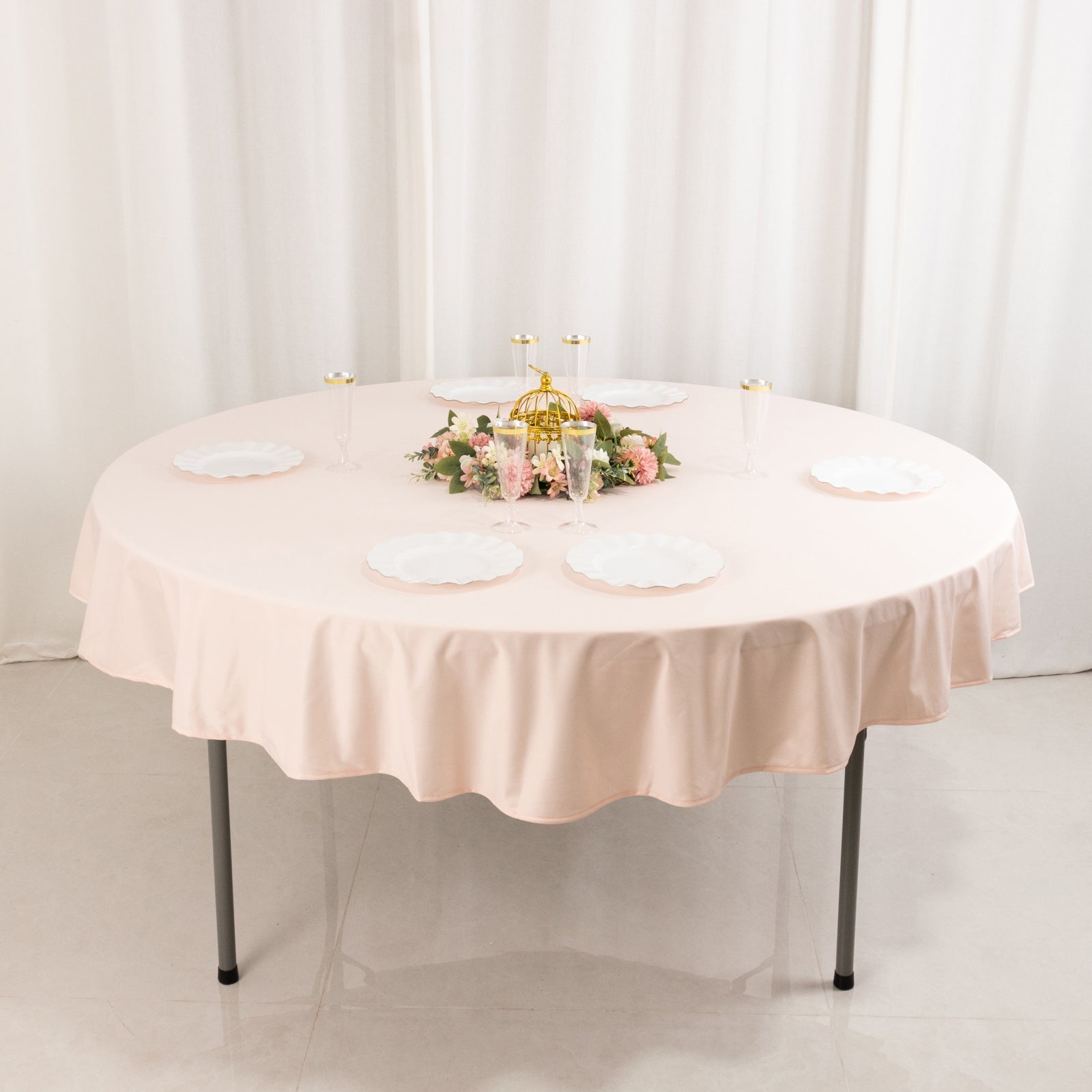 Premium Scuba Round 70 Tablecloth Blush - Wrinkle Free & Stain Resistant Table Cover