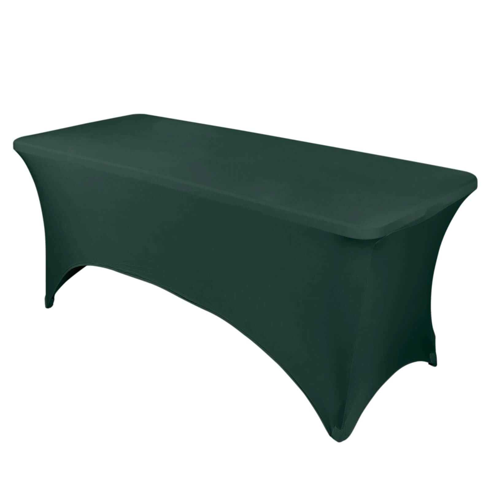 Stretch Spandex 96x30 Rectangle Table Cover Hunter Emerald Green - Durable Form-Fitting Tablecloth