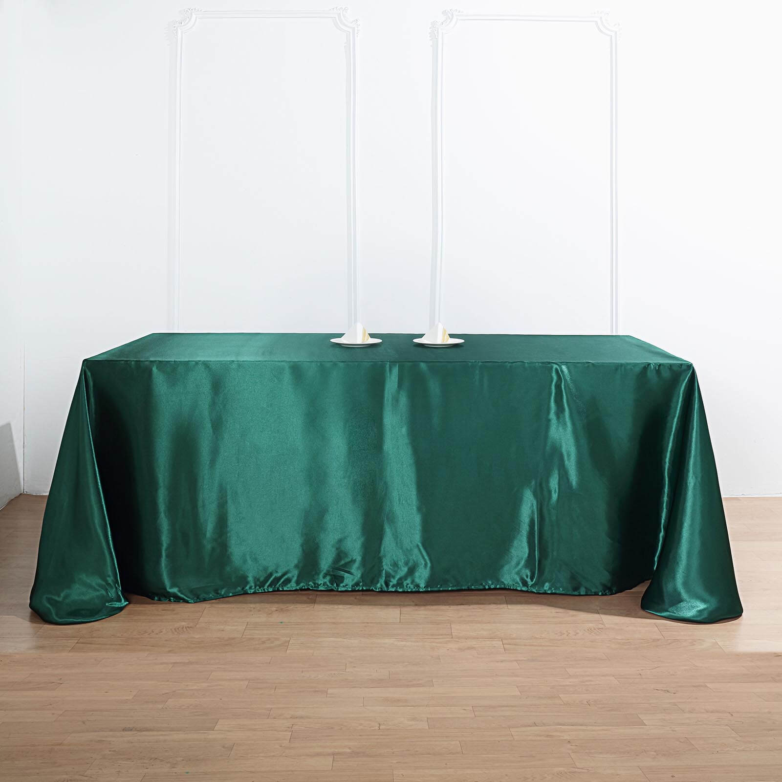 Satin Rectangular 90x156 Tablecloth Hunter Emerald Green - Seamless Table Cover