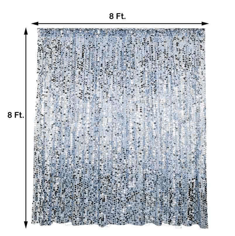 8ftx8ft Dusty Blue Big Payette Sequin Event Curtain Drapes, Backdrop Event Panel