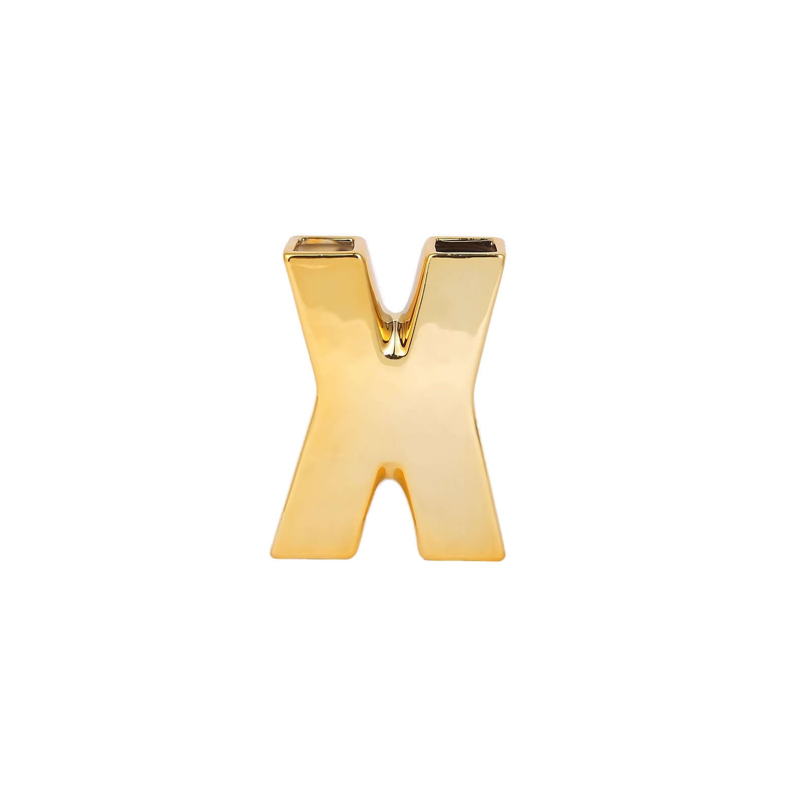 Shiny Ceramic Vase Letter X Gold Plated - Chic Bud Planter Pot for Events & Decor 6