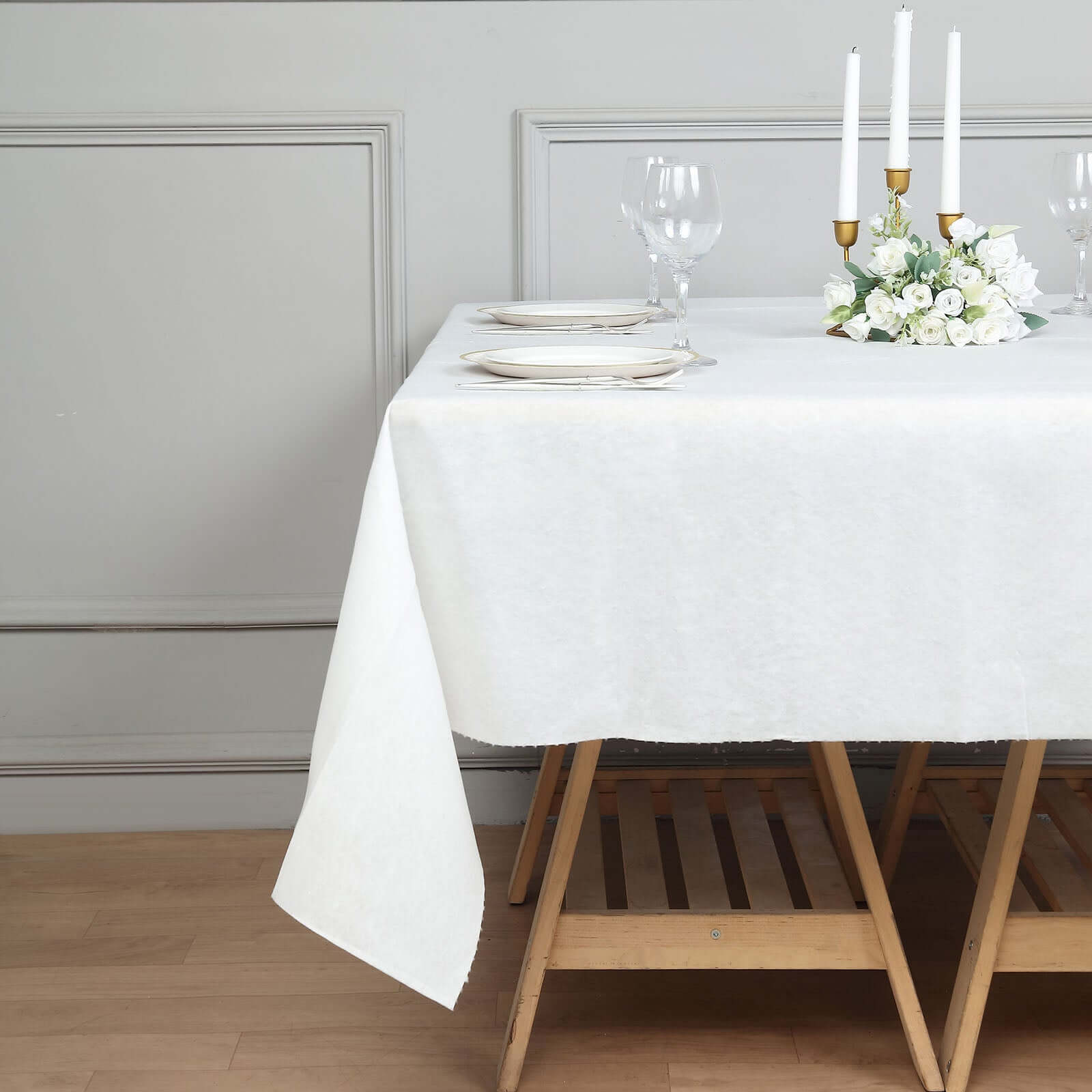 Paper Airlaid Tablecloth Square White - Disposable Linen-Feel Table Cover 70x70