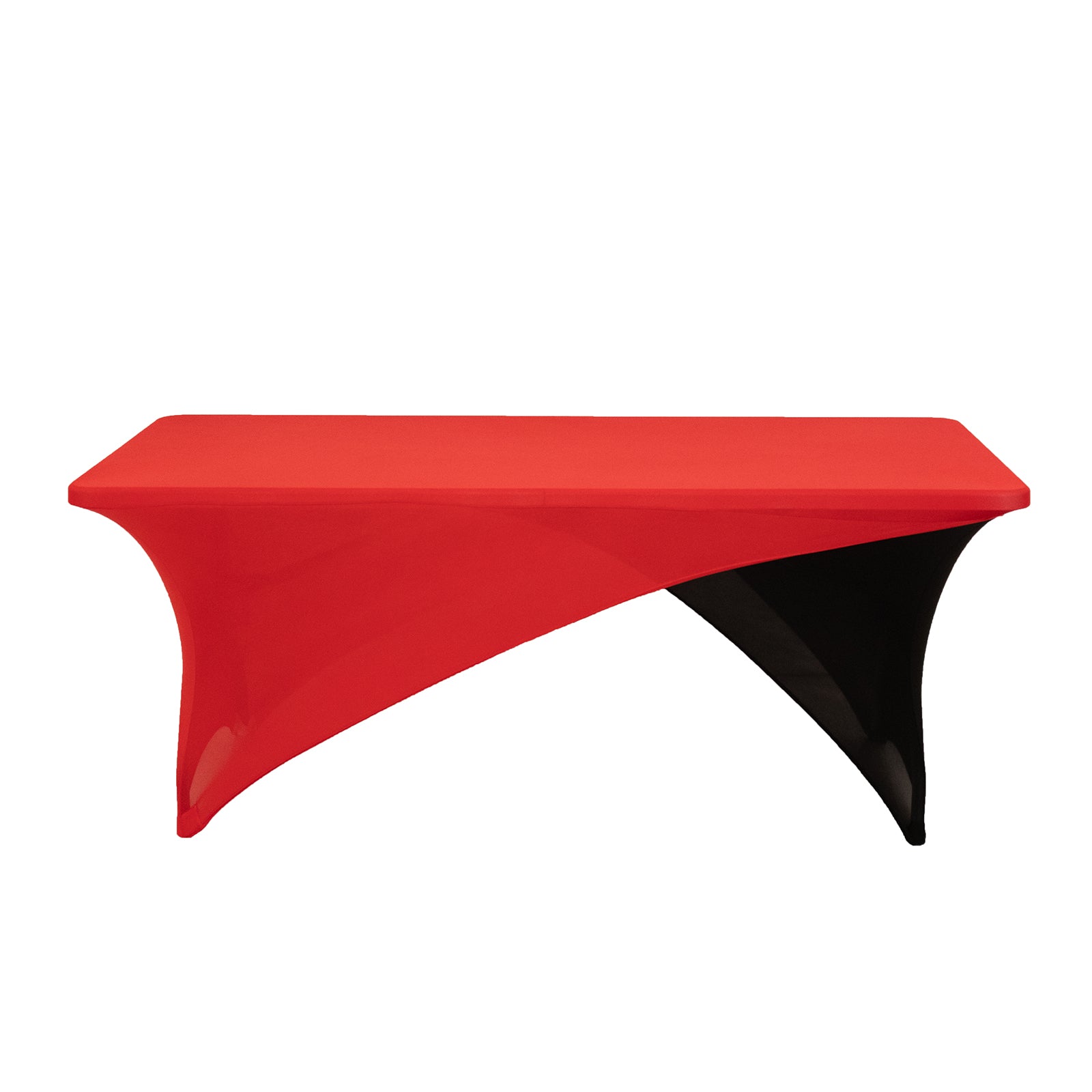 Stretch Spandex 72x30 Rectangle Table Cover Red/Black Cross Over Design - Two-Piece Fitted Tablecloth with Elastic Foot Pockets