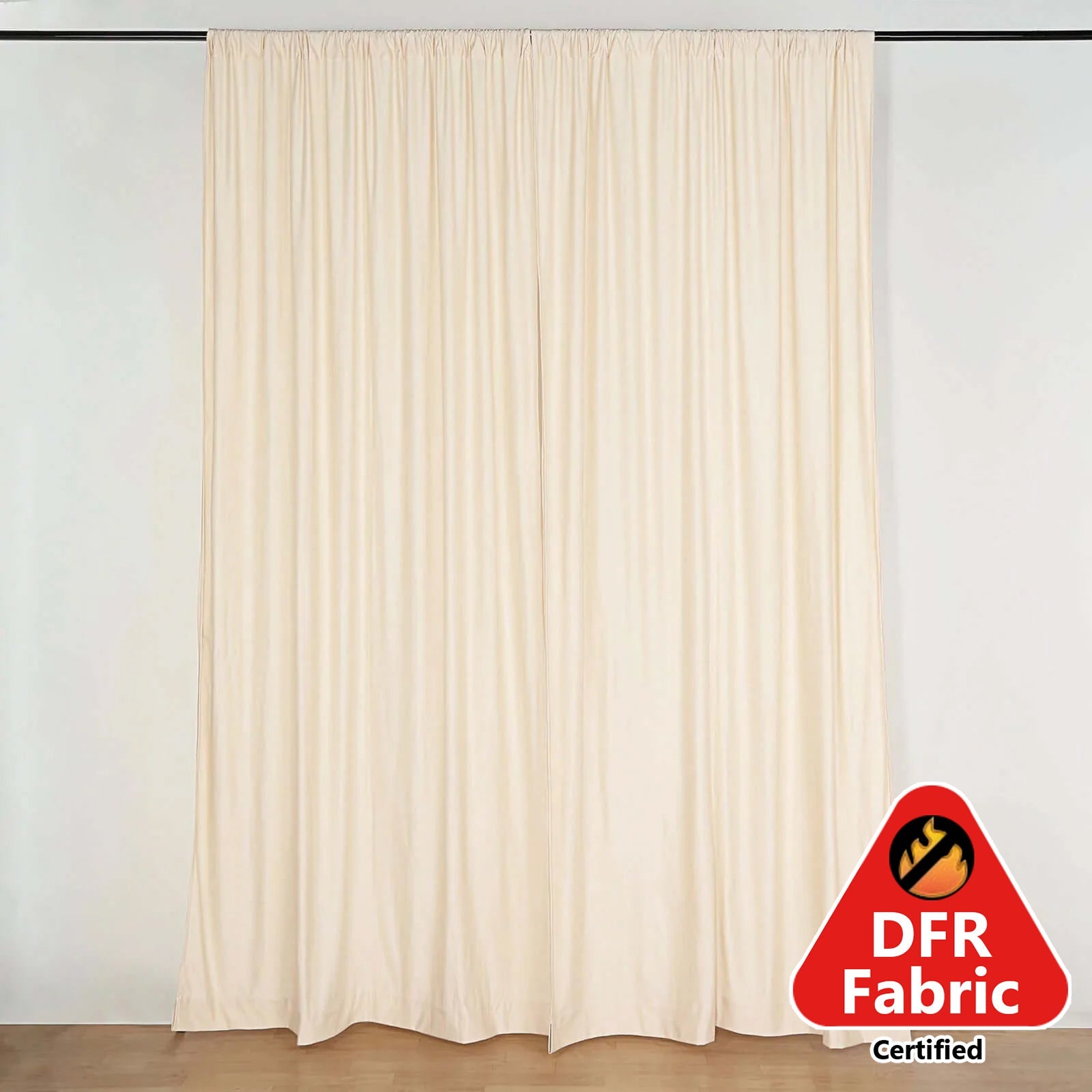 2 Pack Beige Scuba Polyester Event Curtain Drapes, Durable Flame Resistant Backdrop Event Panels Wrinkle Free with Rod Pockets - 10ftx10ft