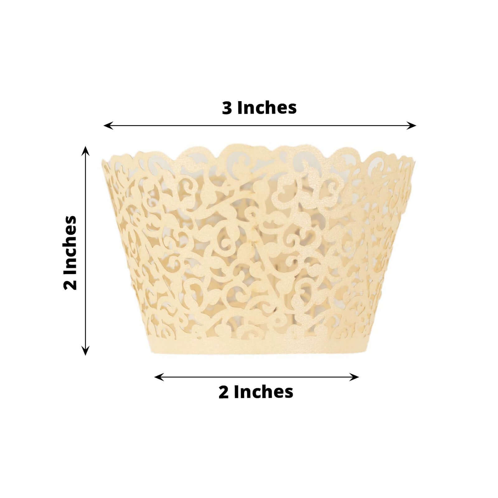 25-Pack Paper Cupcake Wrappers Lace Laser Cut Design Ivory - Muffin Baking Cup Trays for Events