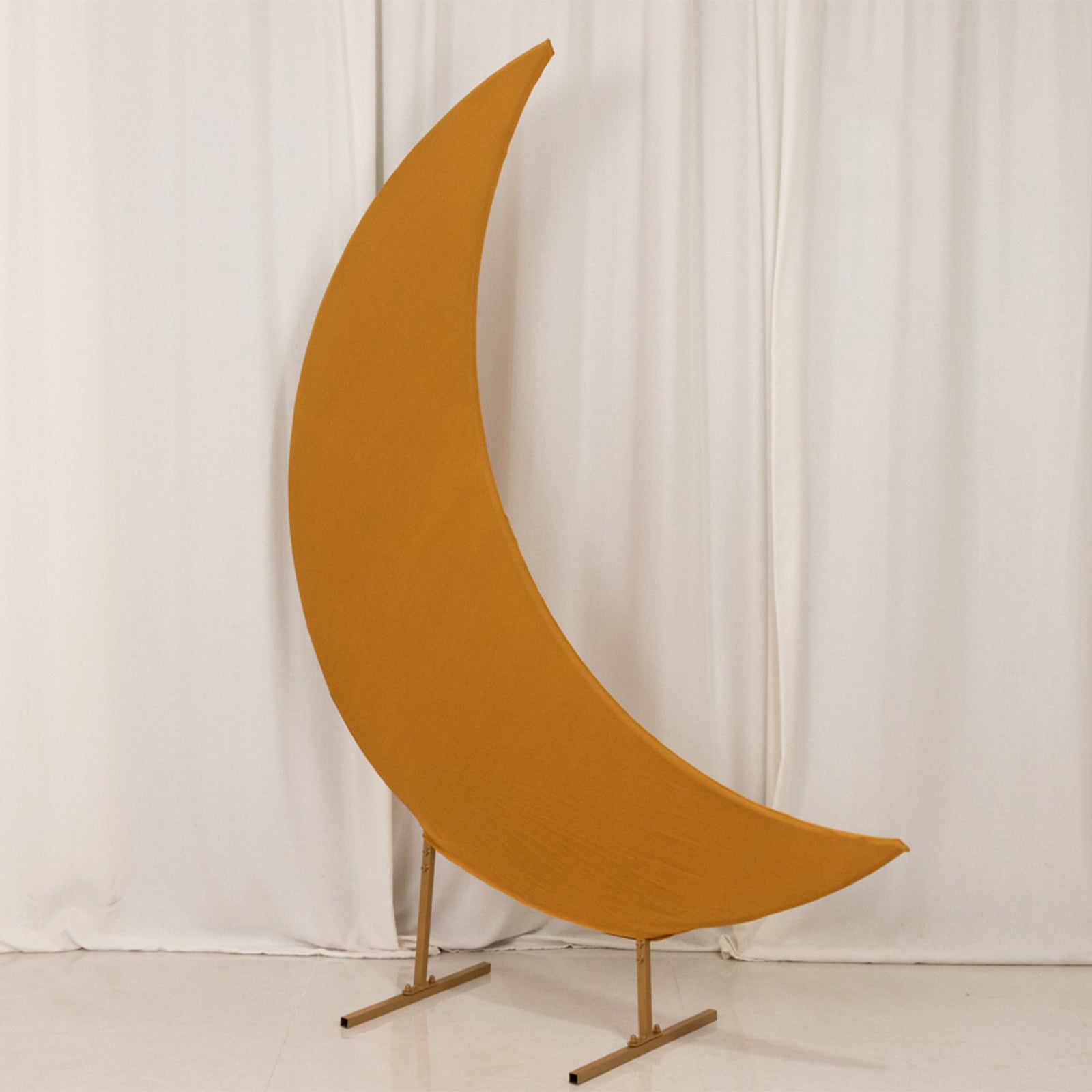 6.5ft Gold Spandex Crescent Moon Chiara Backdrop Stand Cover, Custom Stretch Fitted Wedding Arch Cover