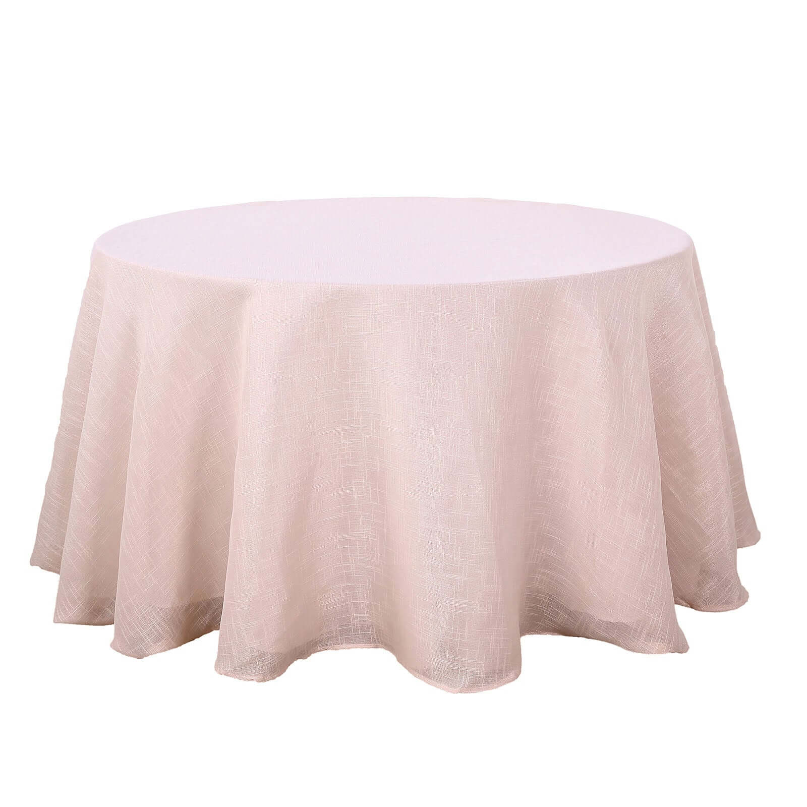 Faux Linen 108 Round Tablecloth Blush - Slubby Textured & Wrinkle Resistant Table Cover