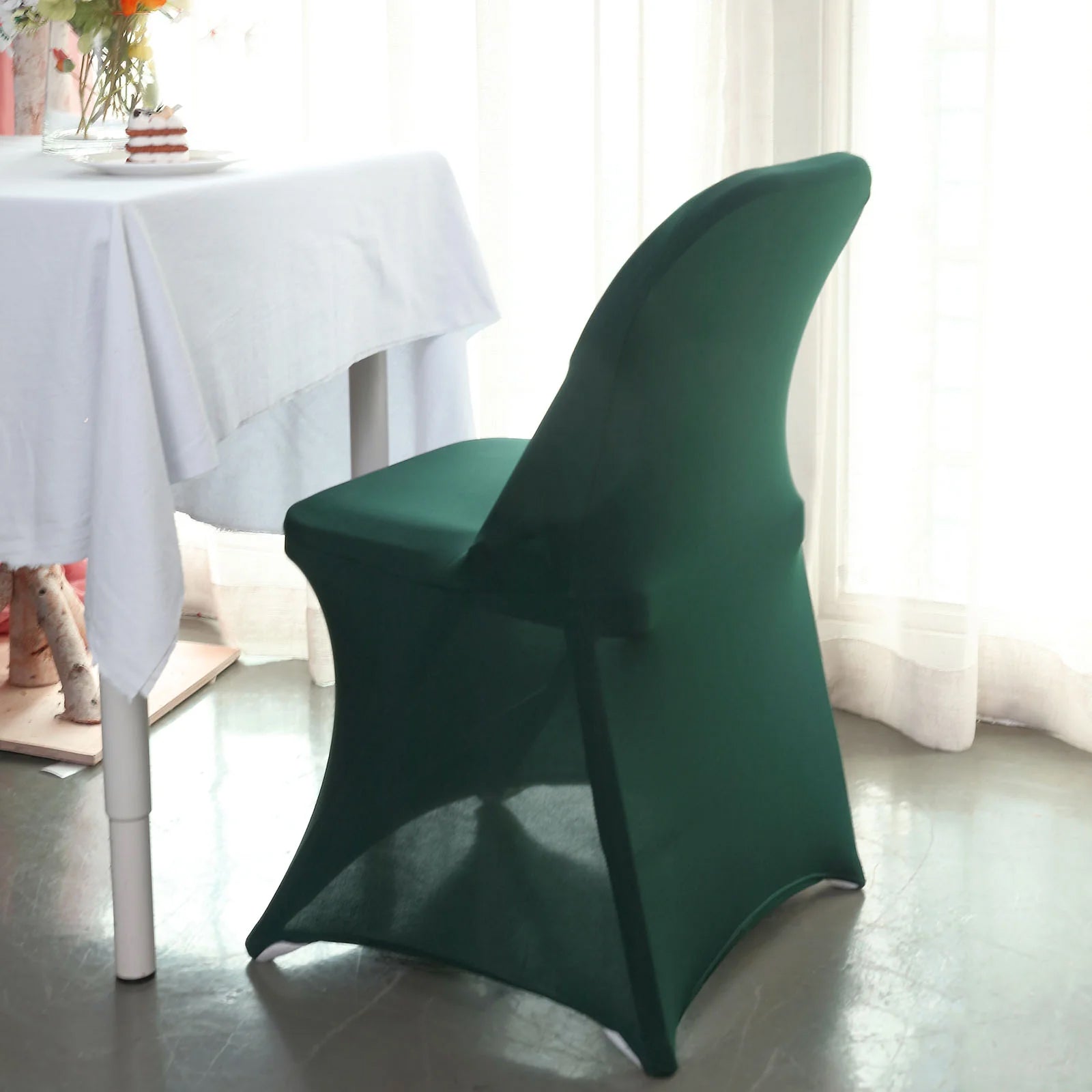 10 Pack Stretch Spandex Chair Covers Hunter Emerald Green for Folding Chairs - Durable 160GSM Fitted Slipcovers