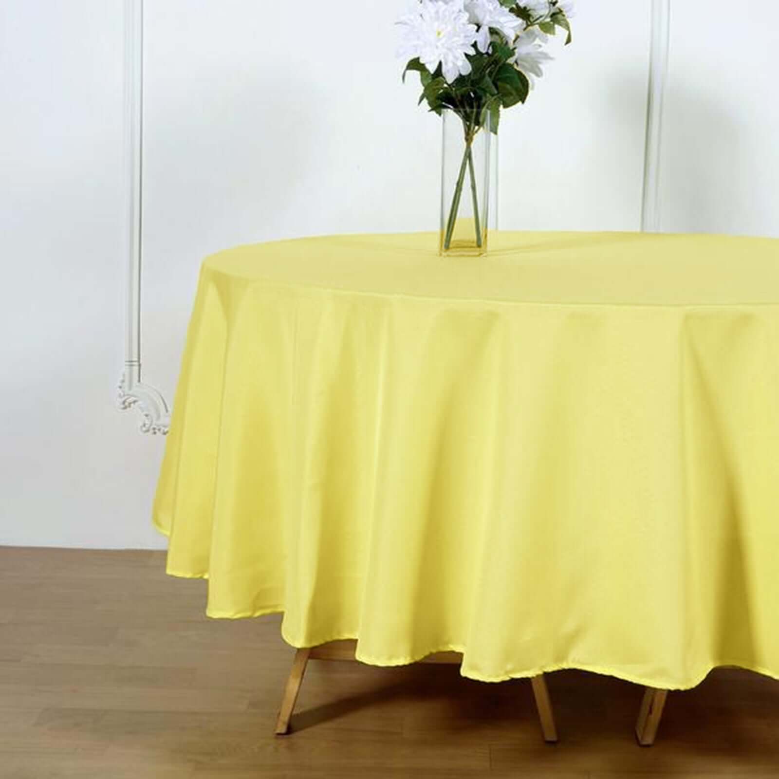 Polyester 90 Round Tablecloth Yellow - Stain & Wrinkle-Resistant Table Cover