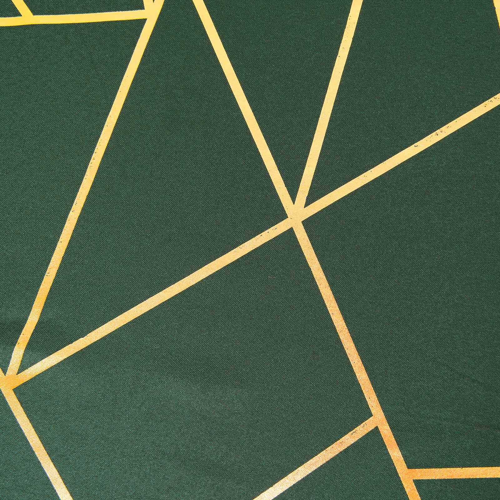 Polyester 90x132 Rectangle Tablecloth Hunter Emerald Green with Gold Foil Geometric Pattern - Wrinkle-Resistant Seamless Table Cover