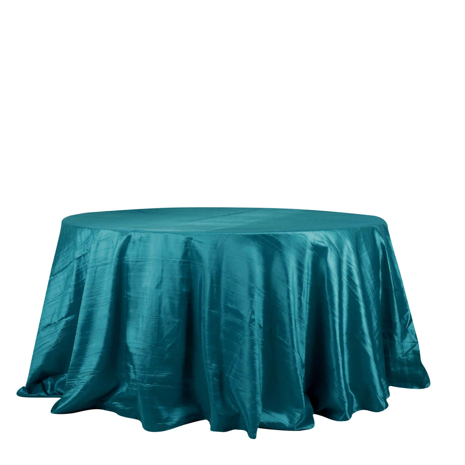 Taffeta 132 Round Tablecloth Peacock Teal - Seamless Accordion Crinkle Table Cover