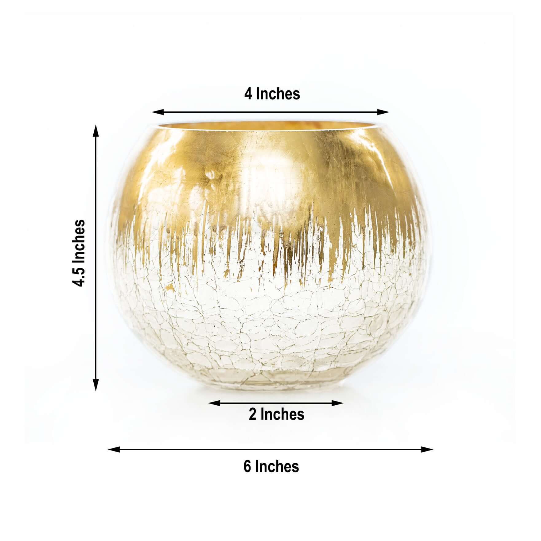 Glass Flower Vase Gold Foiled Crackle Bubble - Stylish Centerpiece for Events 4.5