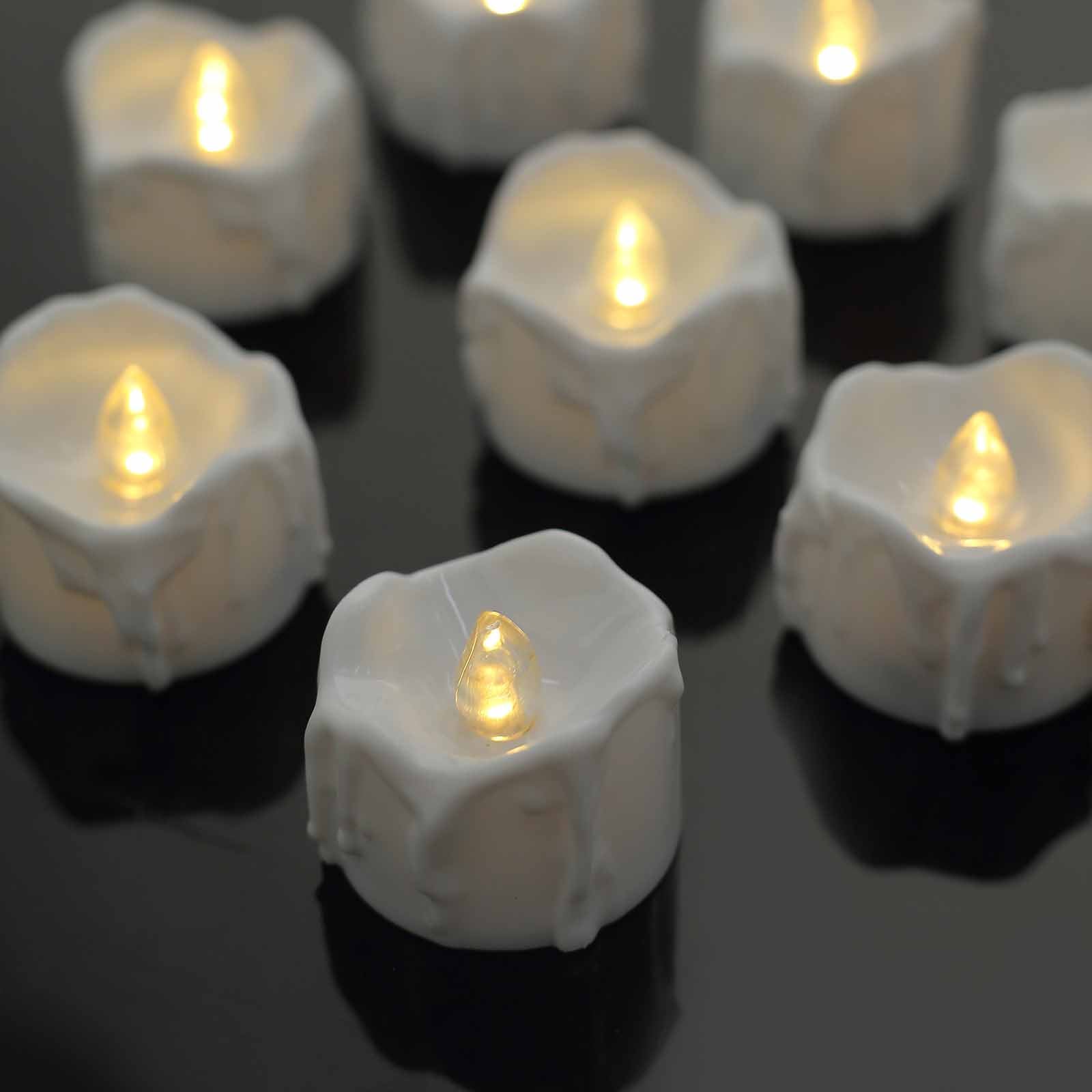 12-Pack LED Flameless Luminaria Lighting Warm White - Battery Operated Tealight Candles with Realistic Wax Design 1.5