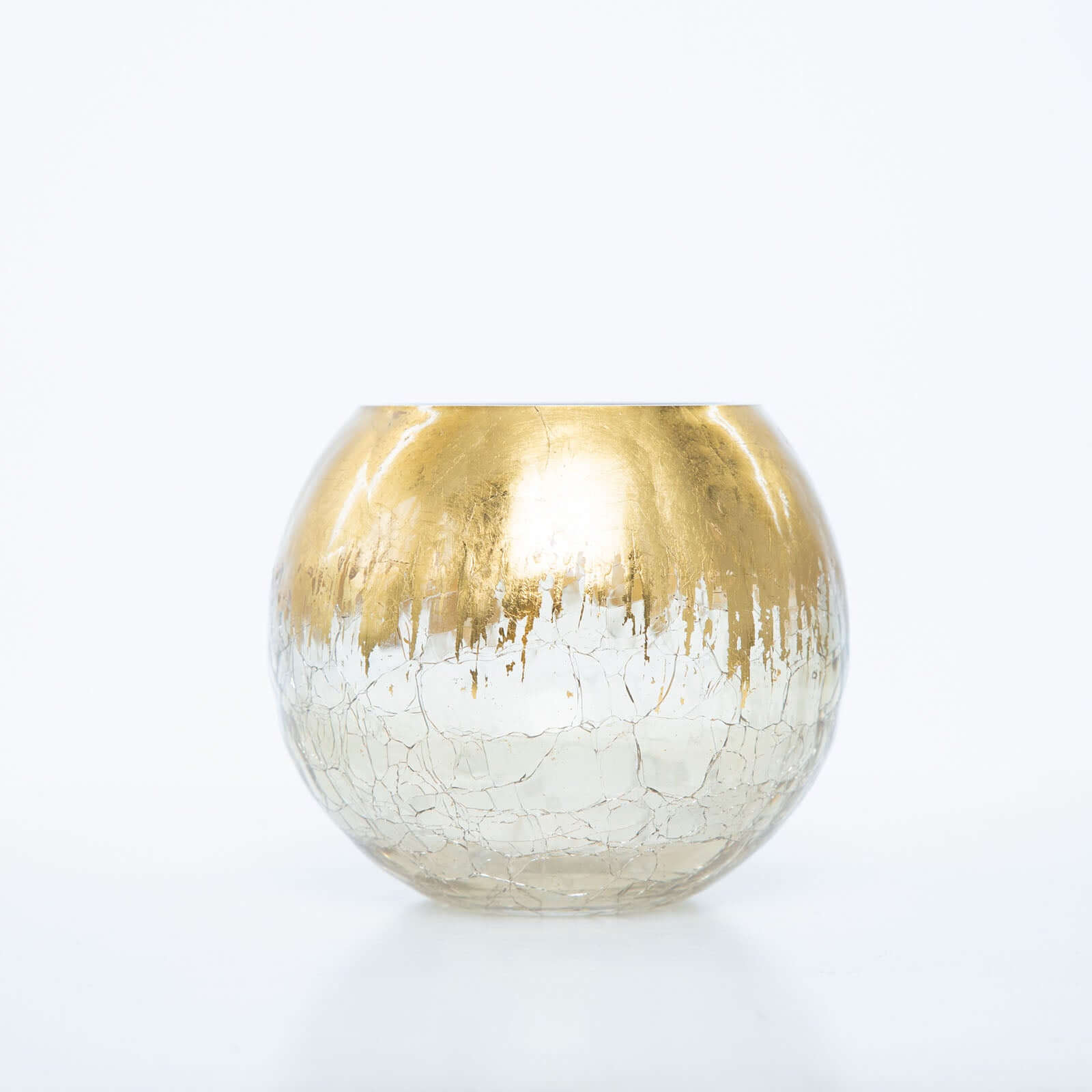 Glass Bud Vase Gold Foiled Crackle Bubble Bowl - Classy Floral Centerpiece for Weddings 4