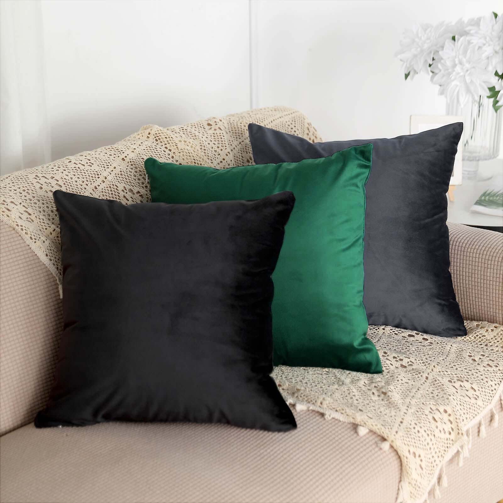 2 Pack 18 Black Soft Velvet Square Throw Pillow Cover