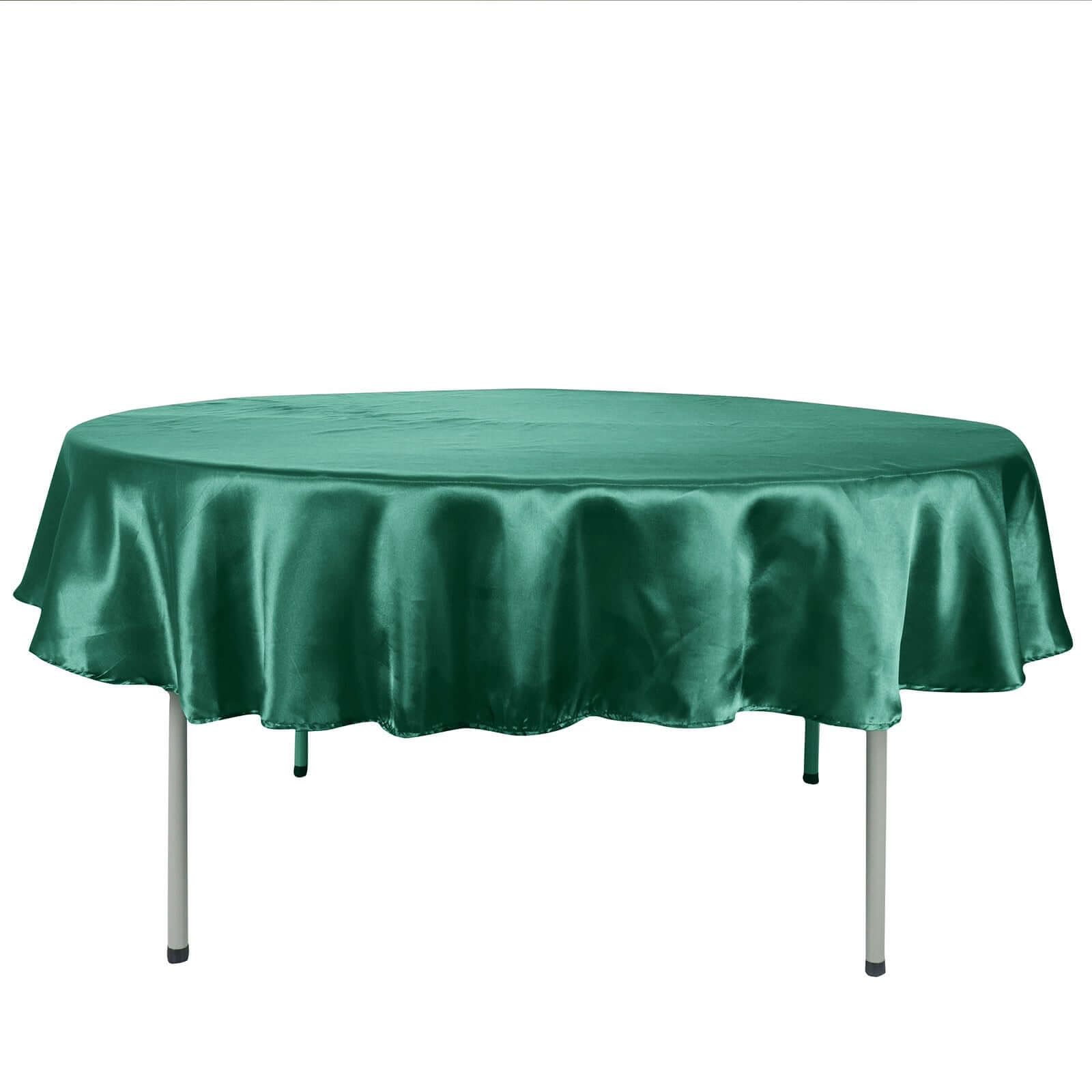 Satin 90 Round Tablecloth Hunter Emerald Green - Smooth and Lustrous Table Cover