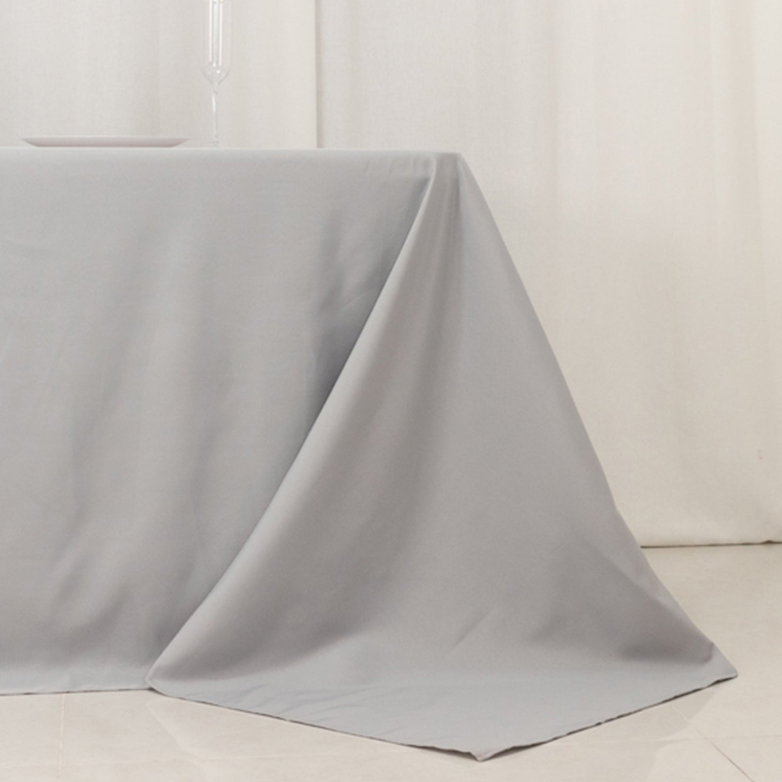 Premium Polyester 90x156 Rectangle Tablecloth Silver - Seamless 220GSM Stain-Resistant Table Cover