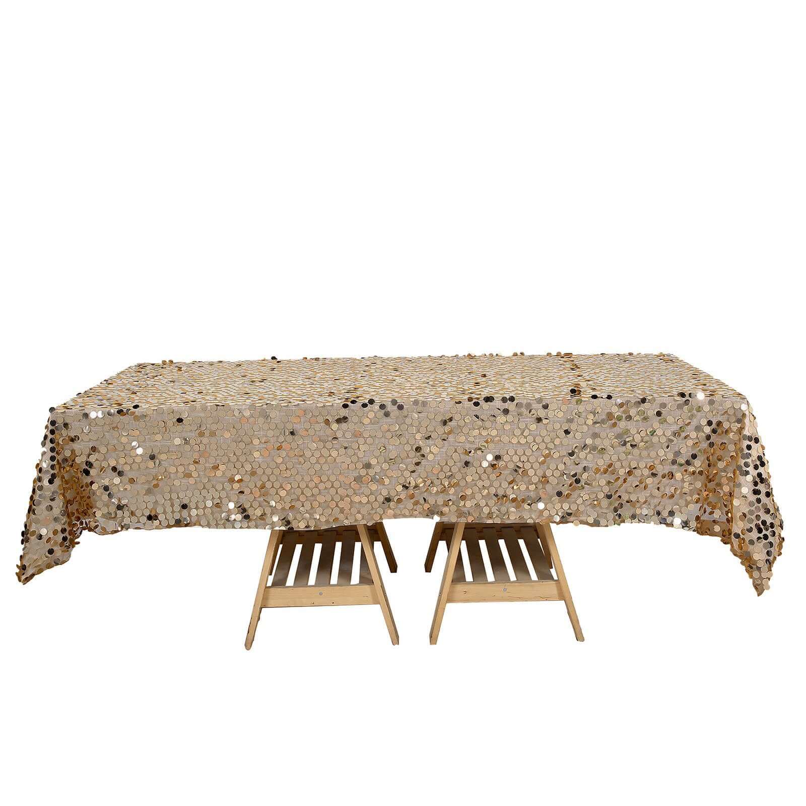 Sequin 60x102 Rectangle Tablecloth Gold - Big Payette Table Cover