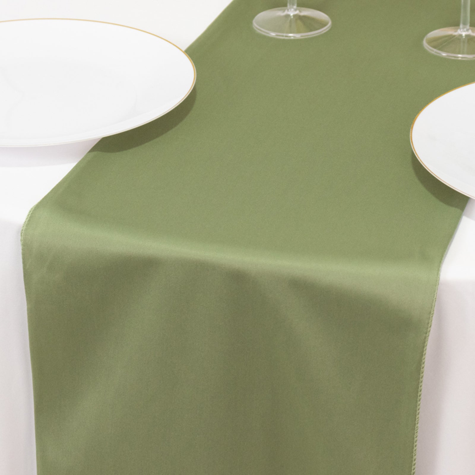 Premium Scuba Polyester 12x108 Table Runner Dusty Sage Green - Wrinkle-Free Table Linen