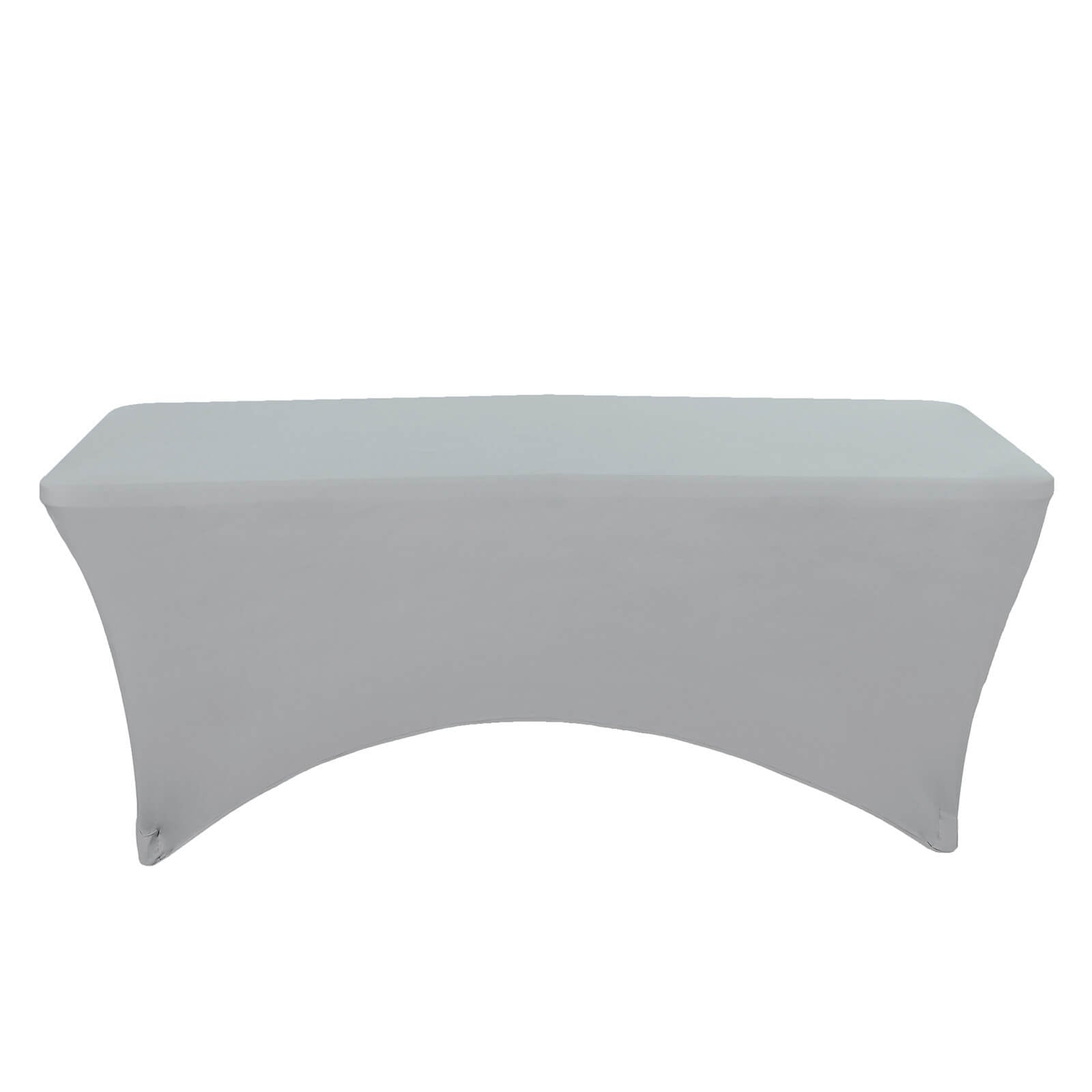 Stretch Spandex 96x30 Rectangle Table Cover Silver - Durable Form-Fitting Tablecloth