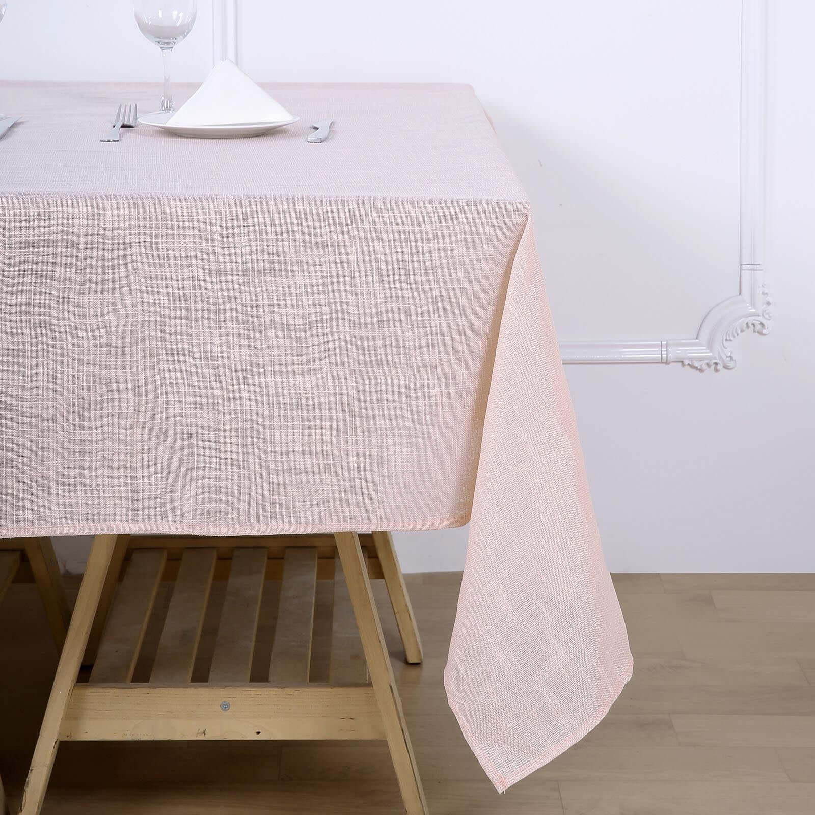 Linen 72x72 Table Overlay Square Tablecloth Blush - Slubby Textured Wrinkle-Resistant Design for Stylish Occasions