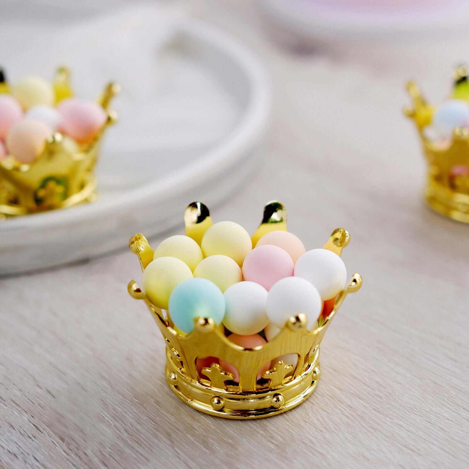 12-Pack Fillable Mini Crown Candy Container Gold - Regal Baby Shower Candy Treat Favor Containers 3