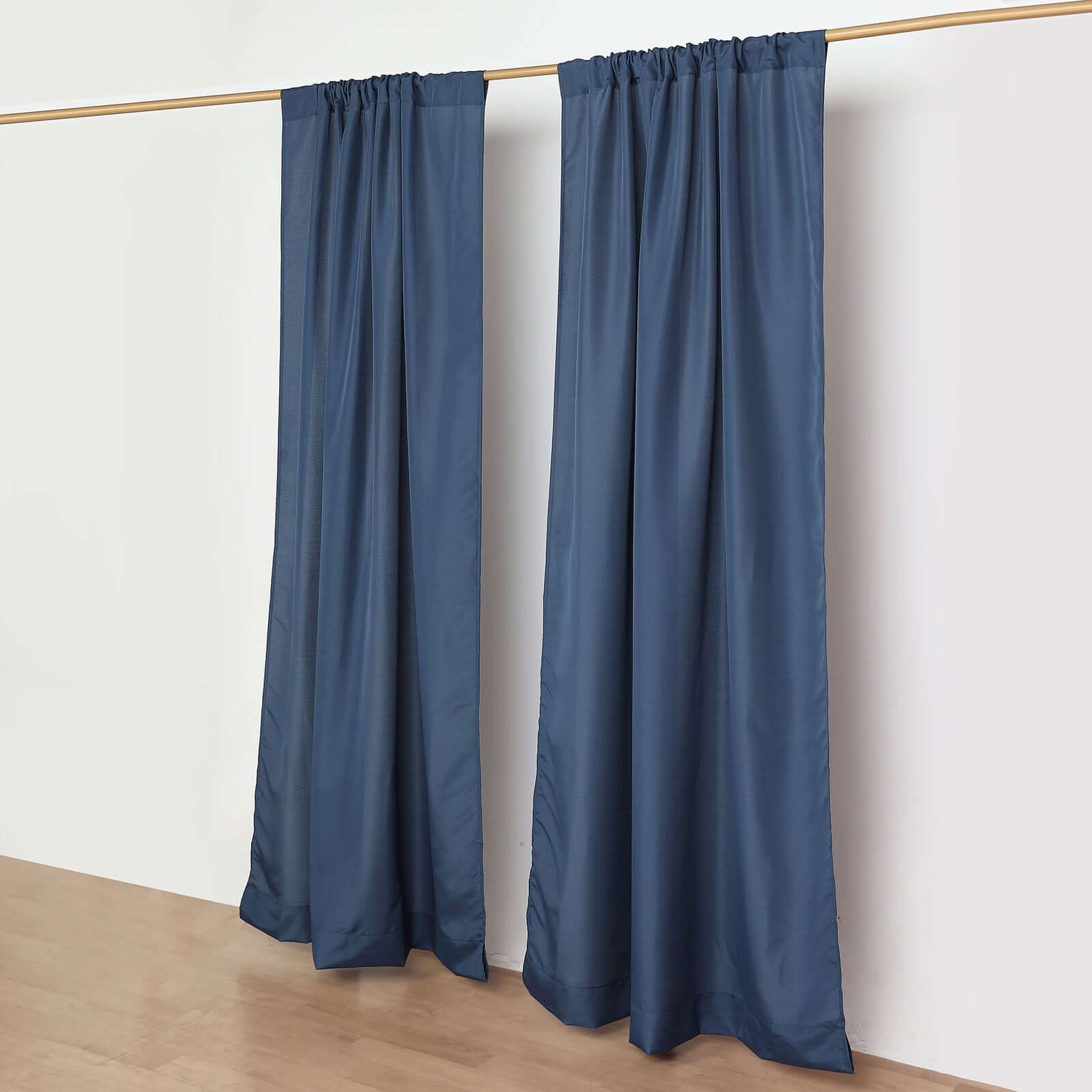 2 Pack Navy Blue Polyester Event Curtain Drapes, 10ftx8ft Backdrop Event Panels With Rod Pockets 130 GSM