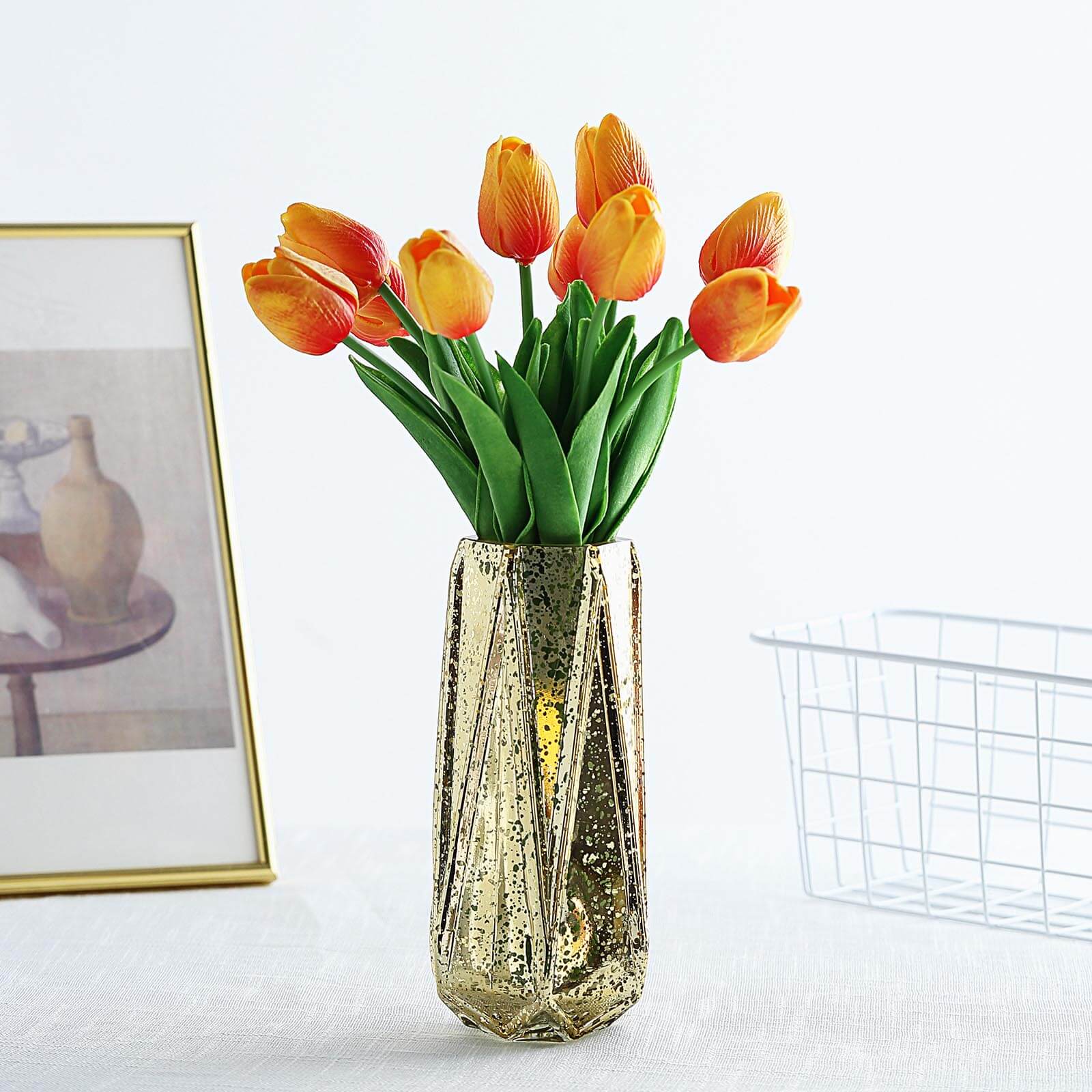 10 Stems 13 Orange Real Touch Artificial Foam Tulip Flower Bouquets