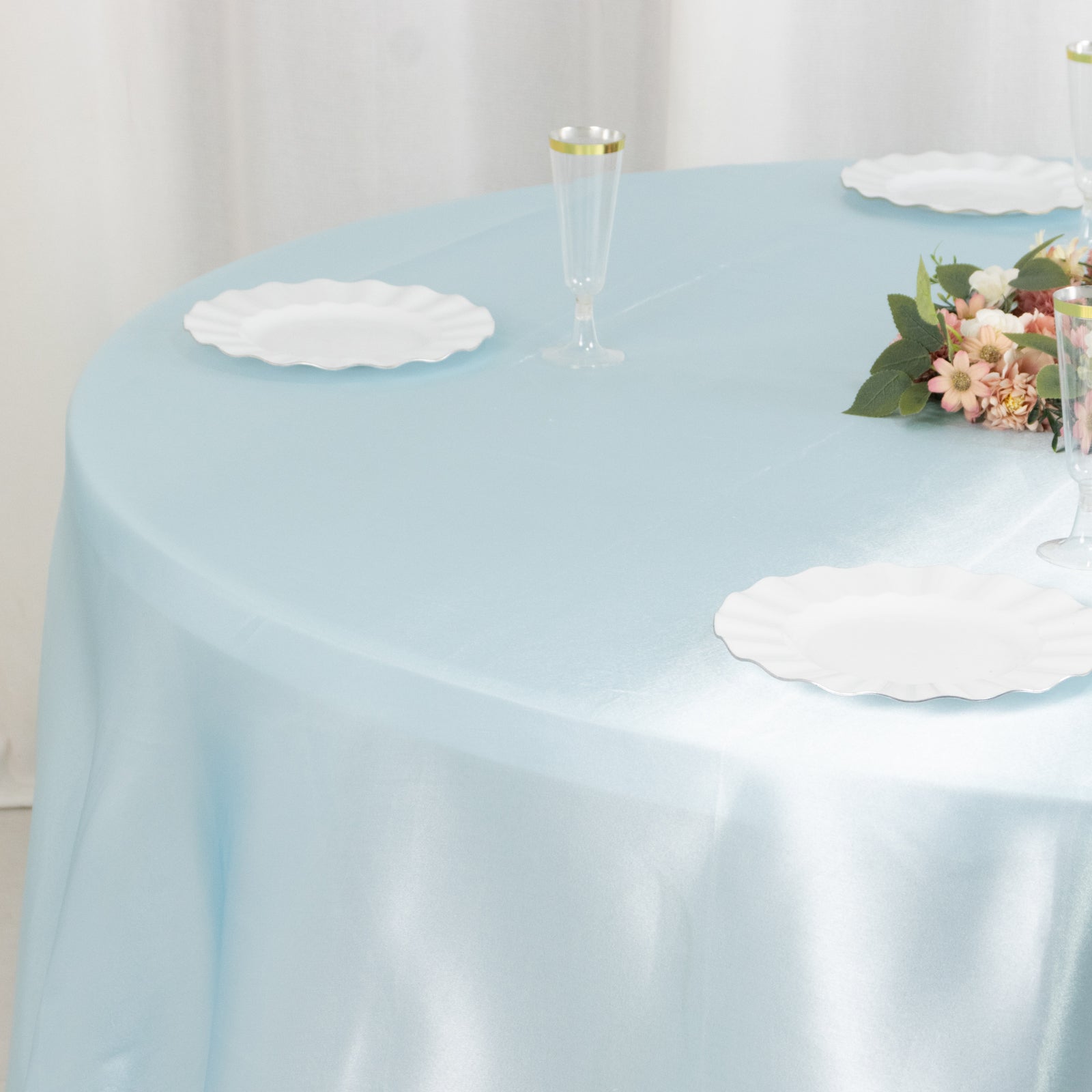 Satin 120 Round Tablecloth Light Blue - Stylish Seamless Table Cover