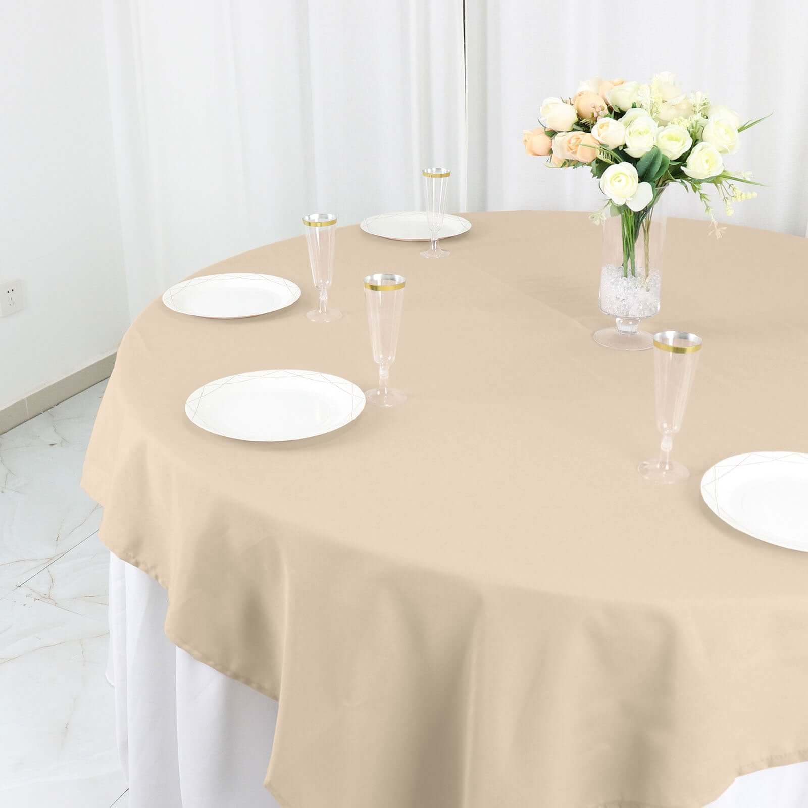 Polyester 70x70 Table Overlay Square Tablecloth - Wrinkle-Resistant & Durable Table Cover