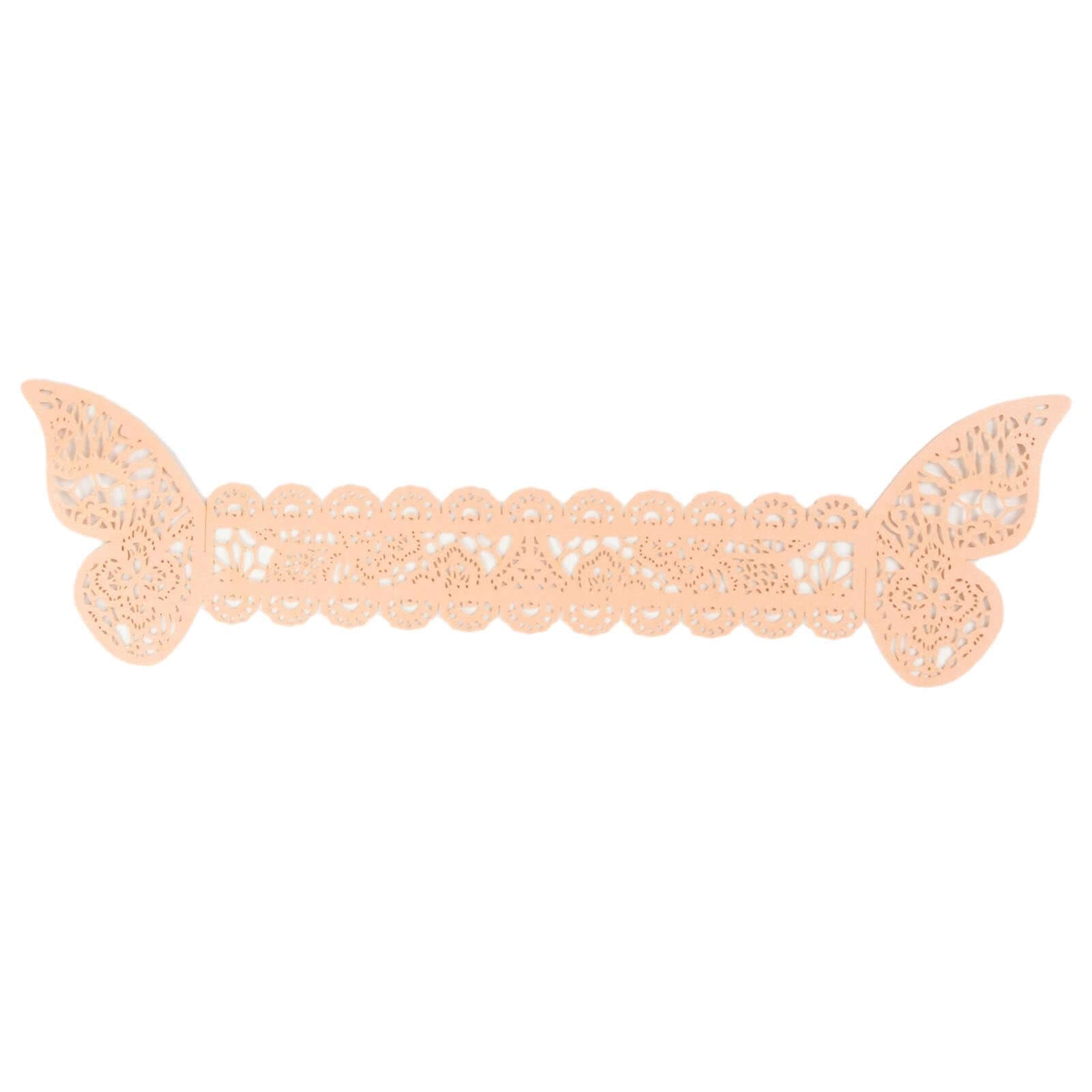 12-Pack Paper Napkin Rings Laser Cut Butterfly Blush Shimmery - Decorative Serviette Holders