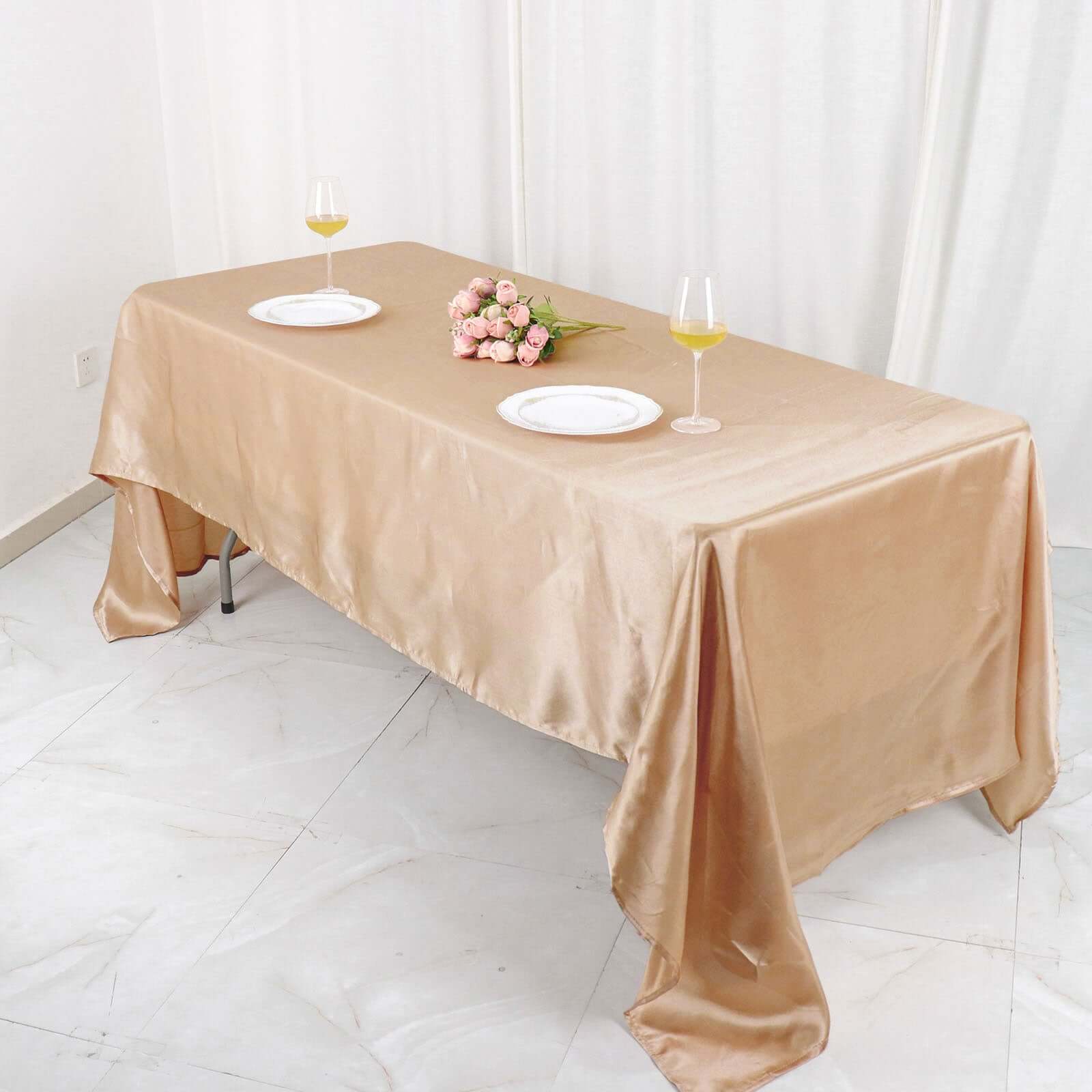 Satin Rectangular 60x126 Tablecloth Nude - Smooth and Lustrous Table Cover