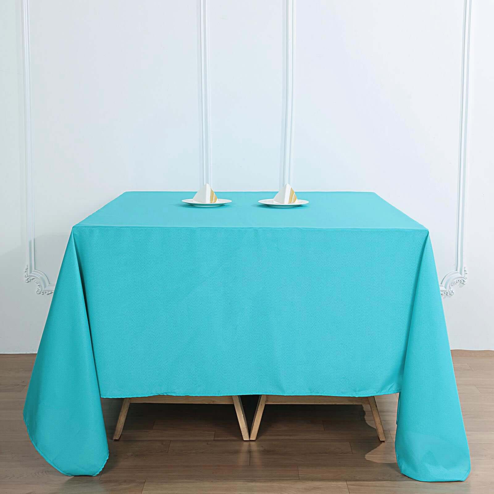 Polyester Square 90x90 Tablecloth Turquoise - Wrinkle-Resistant & Durable Table Cover