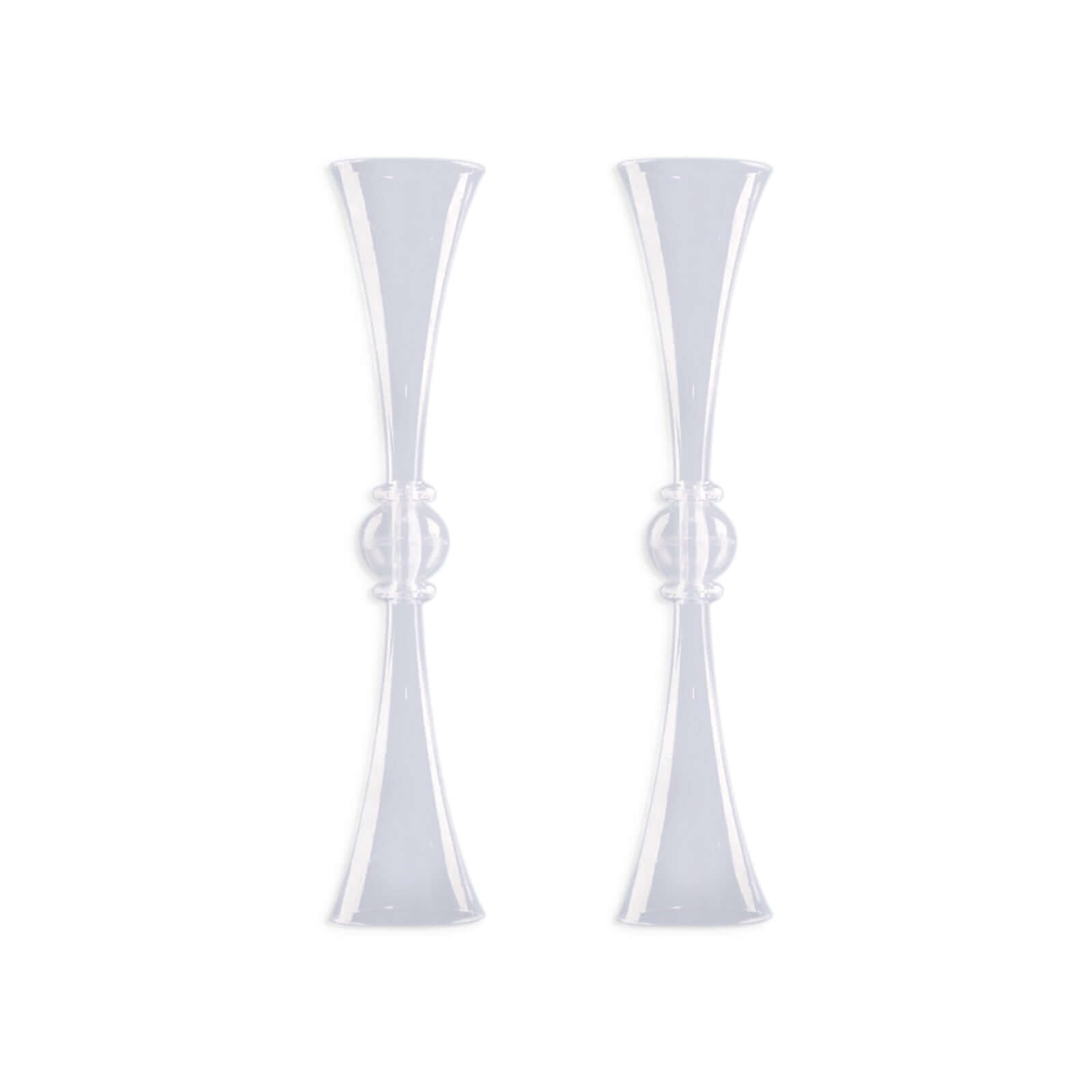 2-Pack Flower Vases Trumpet Design with Crystal Embellishments Clear - Reversible Plastic Centerpieces for Events 27