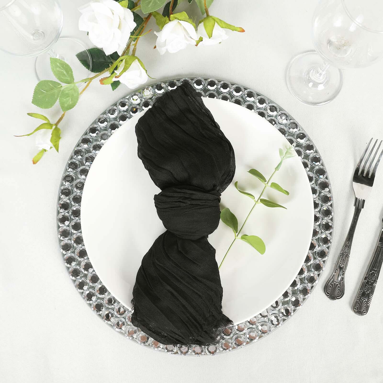 5 Pack Gauze Cheesecloth 24x19 Napkins Black Reusable Dinner Napkins for Boho Farmhouse Style Events