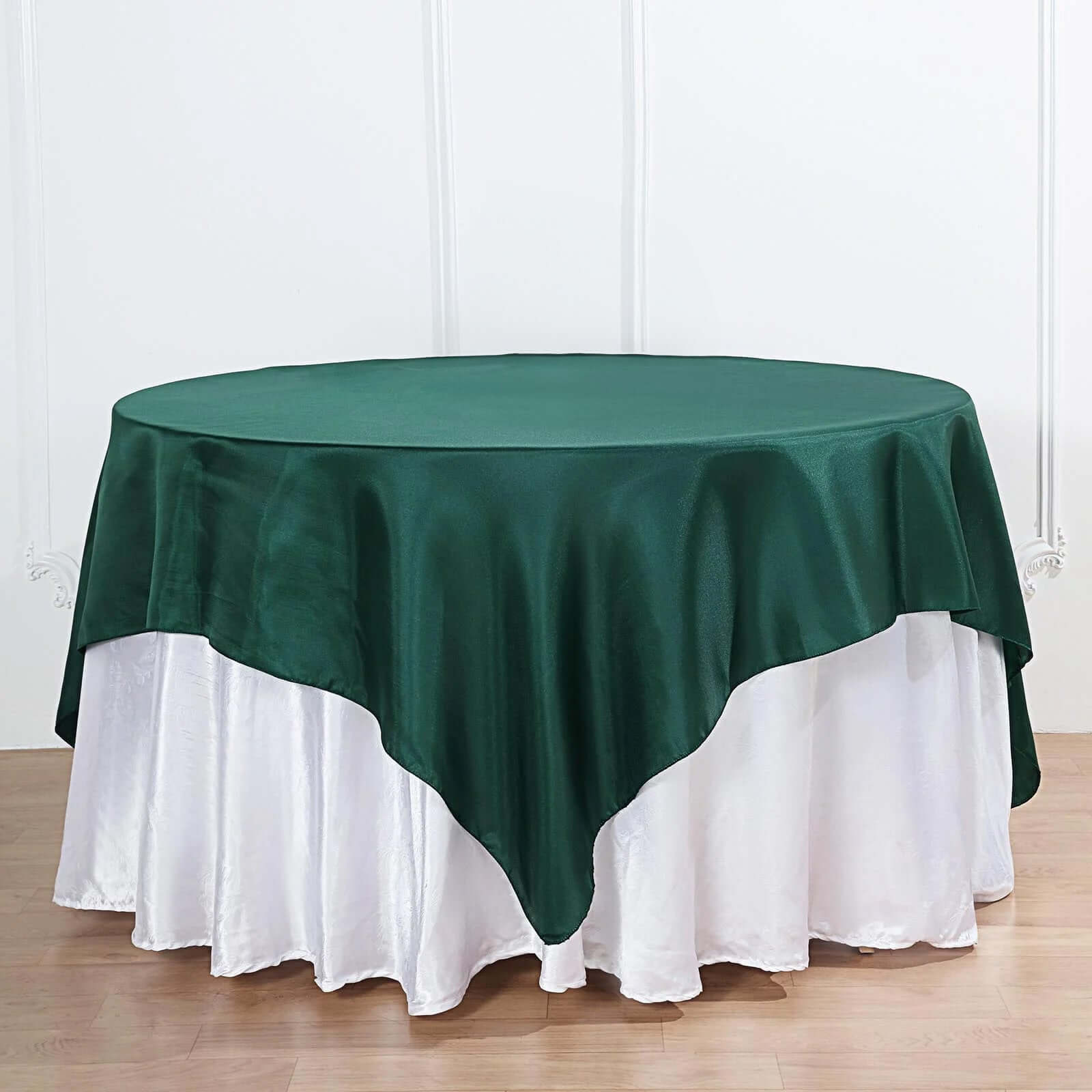 Satin 72x72 Table Overlay Square Tablecloth Hunter Emerald Green - Smooth Finish Table Cover